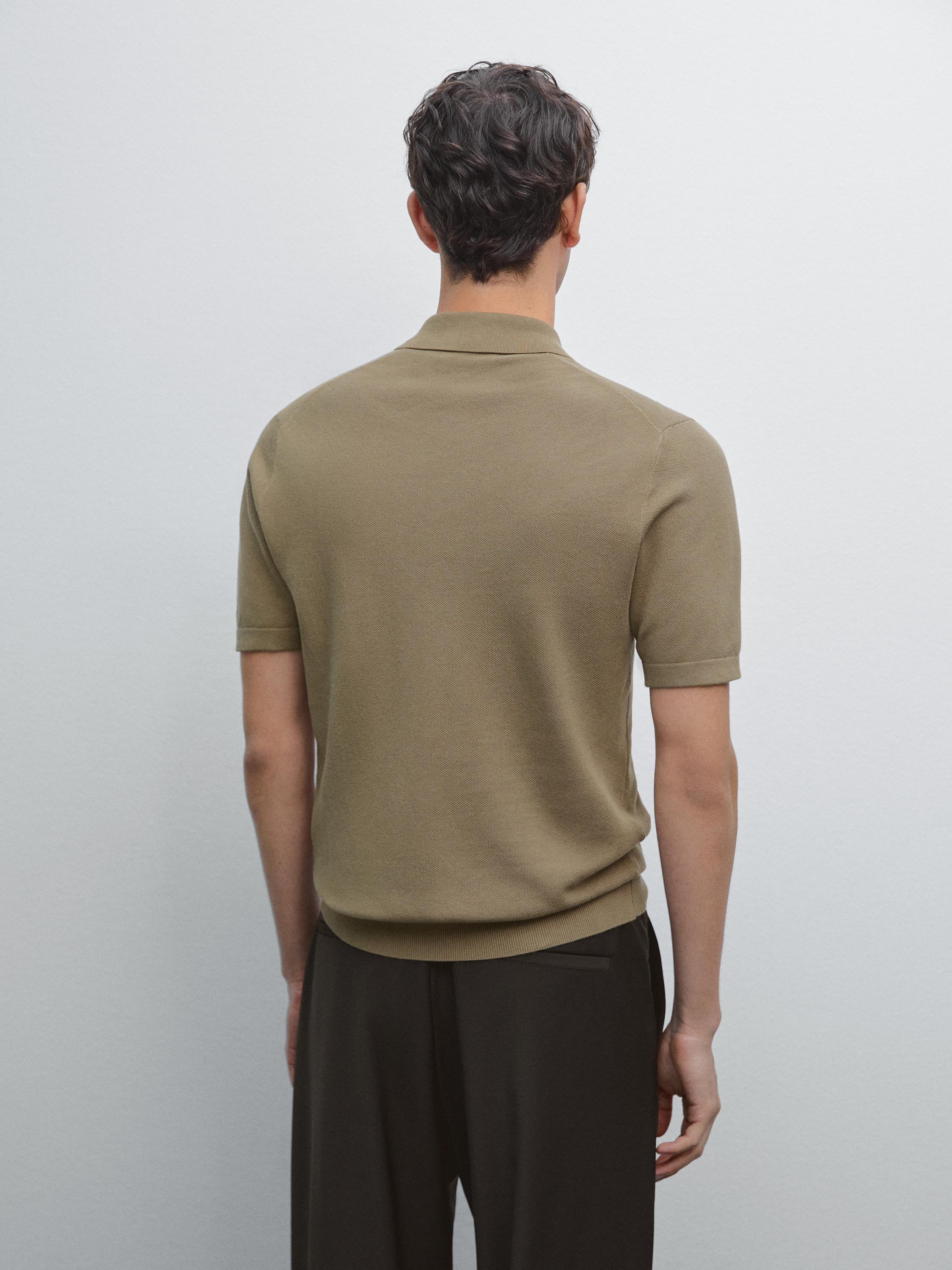 Knit V-neck polo shirt
