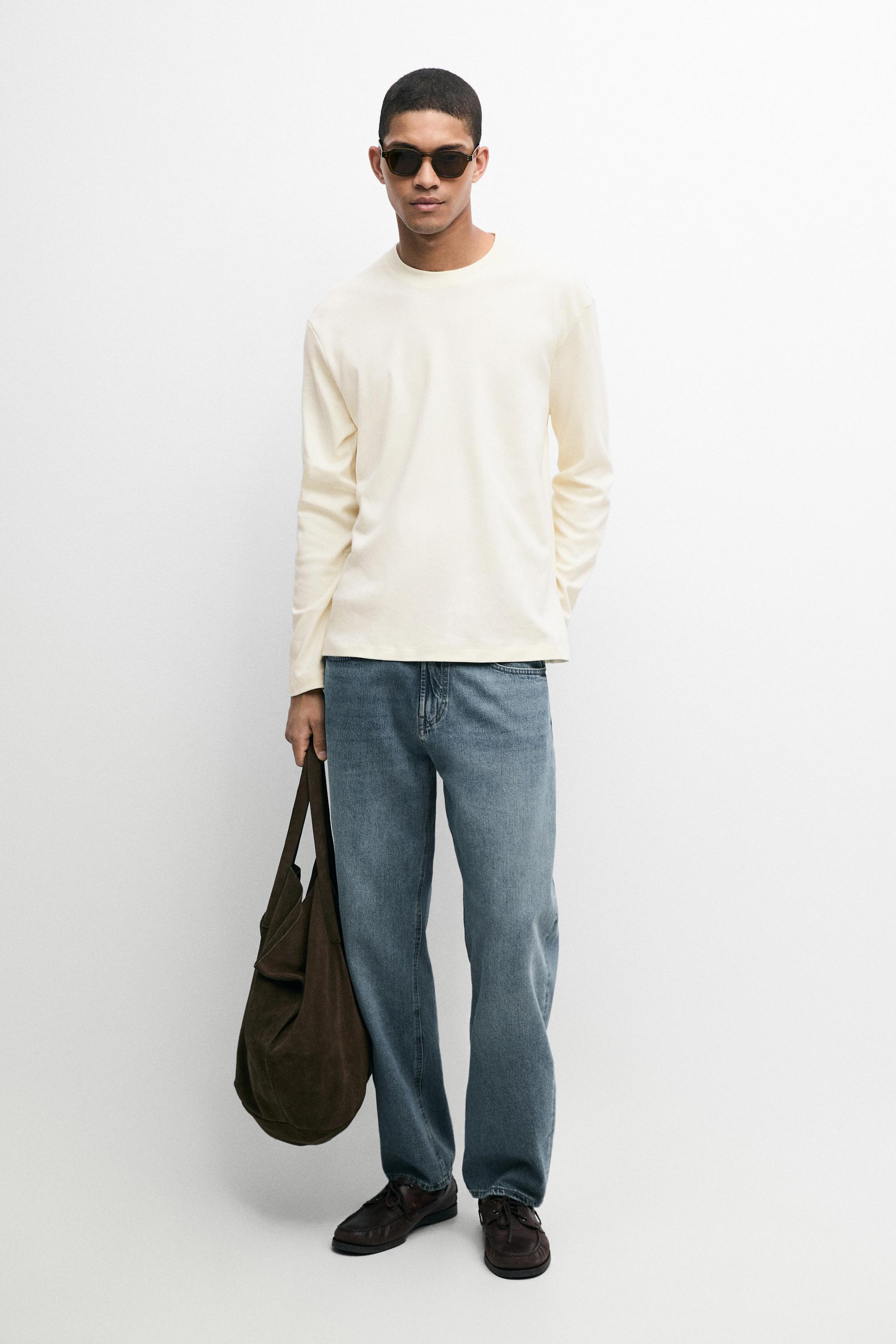 100% cotton long sleeve T-shirt — Vanilla