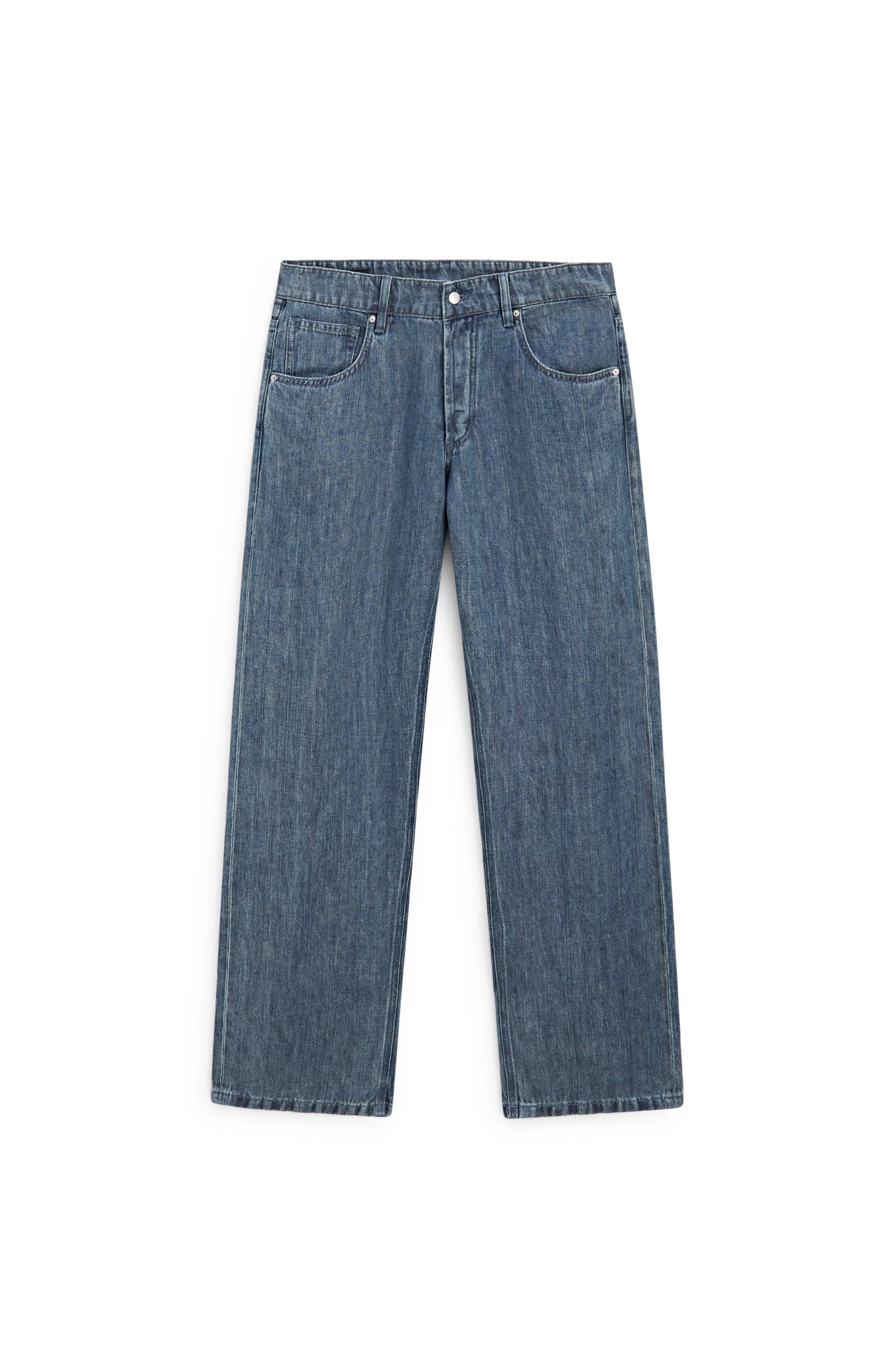 100% linen wide-leg jeans — DARK BLUE
