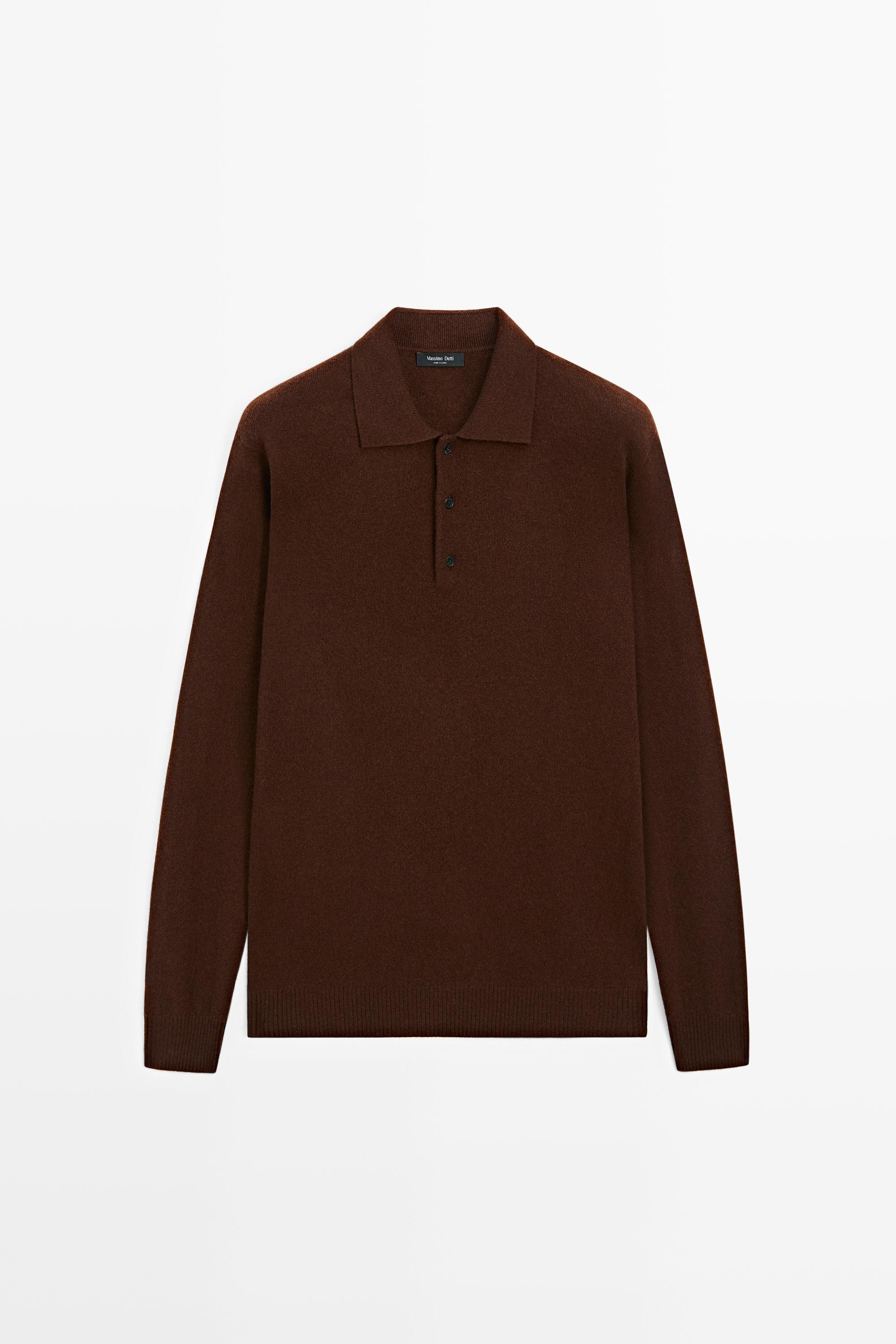 Wool cashmere blend polo sweater