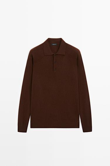 Wool blend polo sweater — BRANDY 2