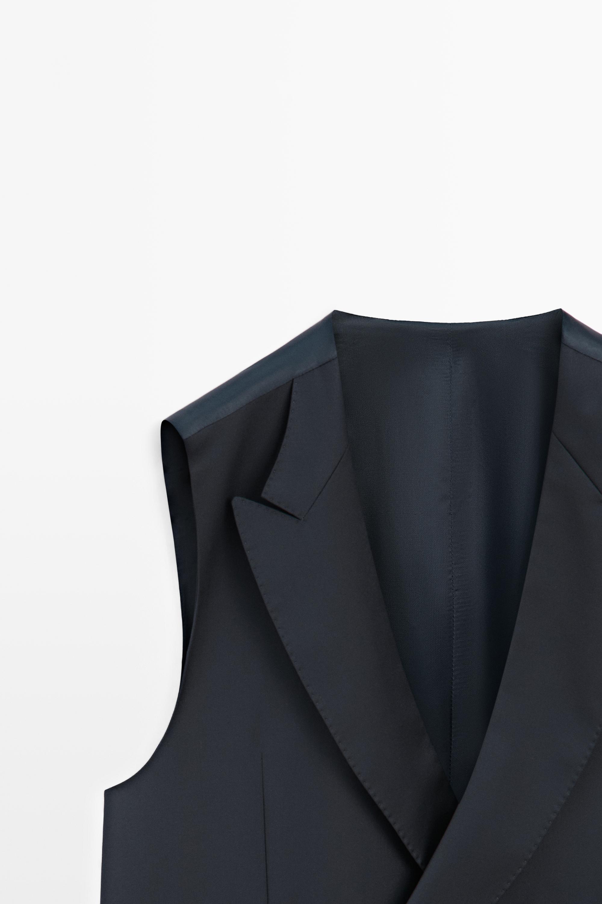 Cool wool suit waistcoat — NAVY BLUE