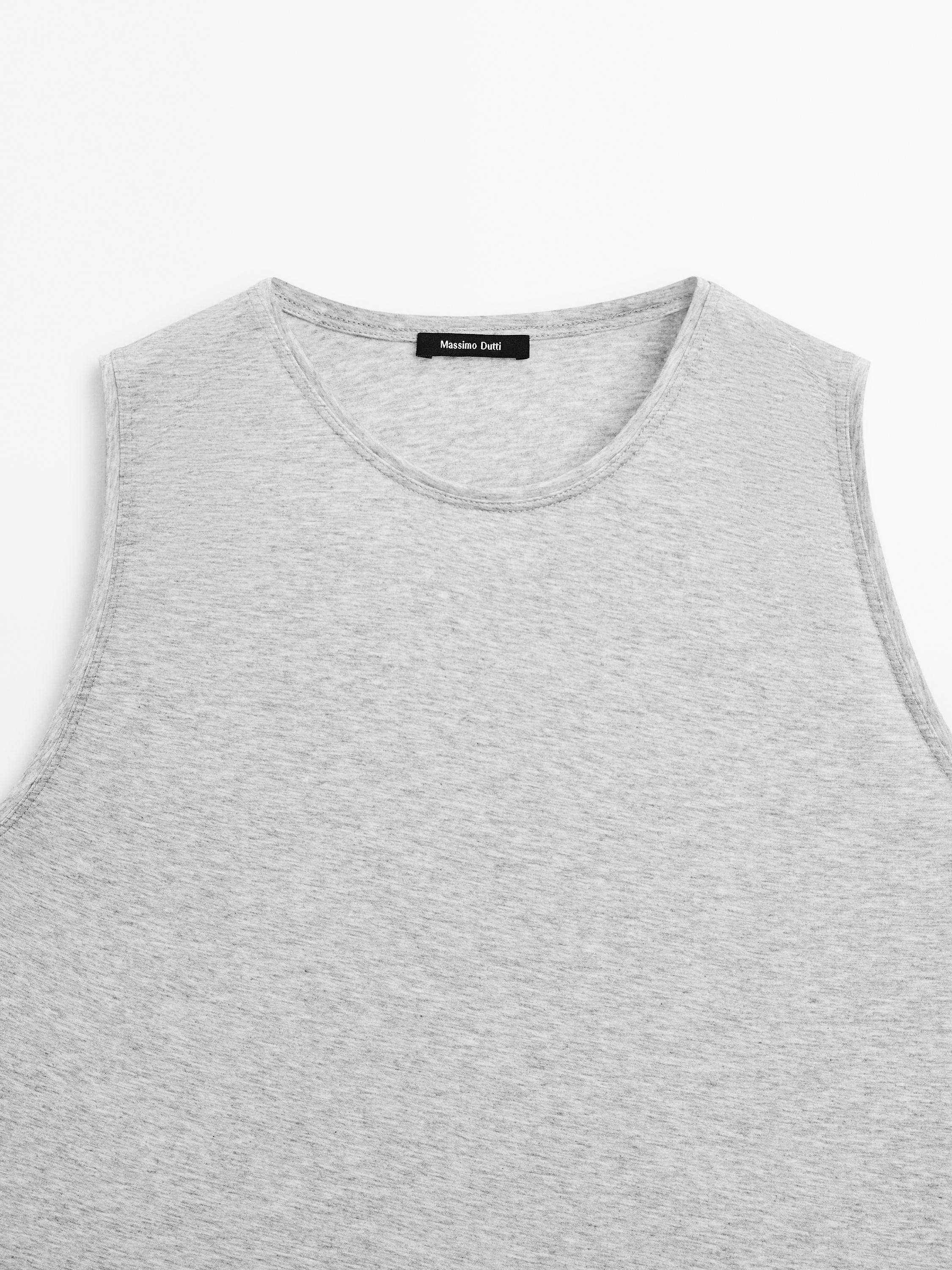 Sleeveless round neck T-shirt · Grey · Circular | Massimo Dutti