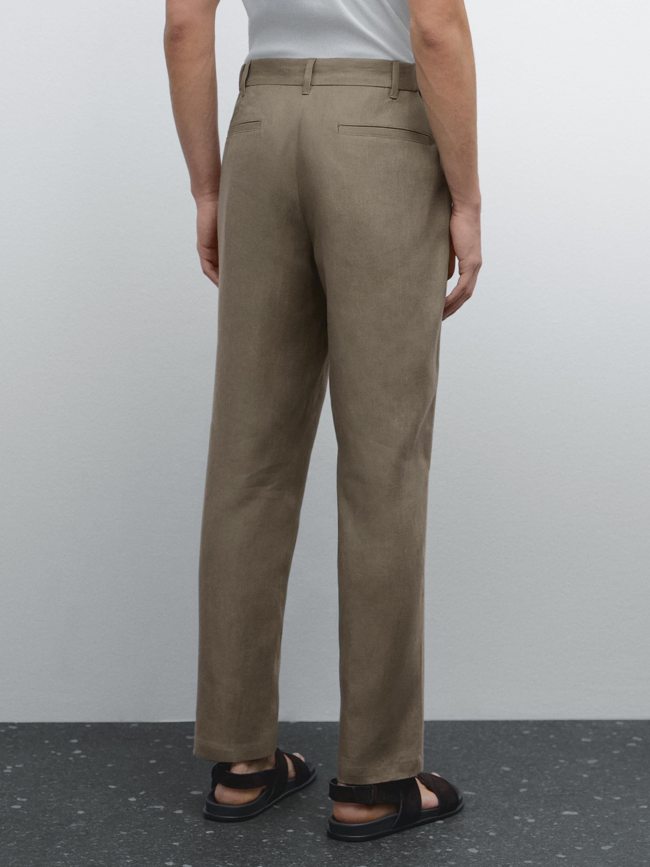 100% linen tapered fit trousers