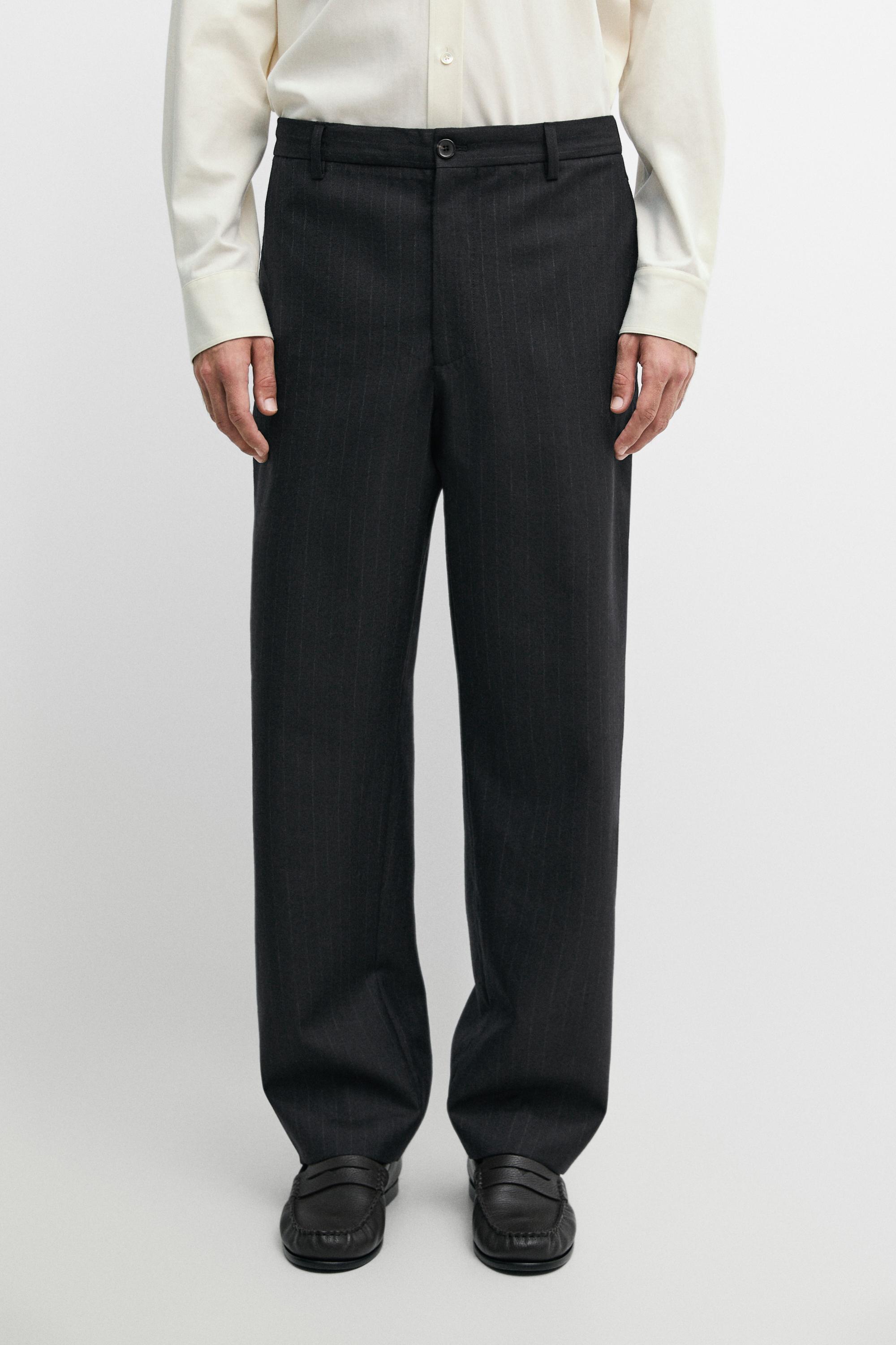 Pantalón relaxed fit rayas 100% lana