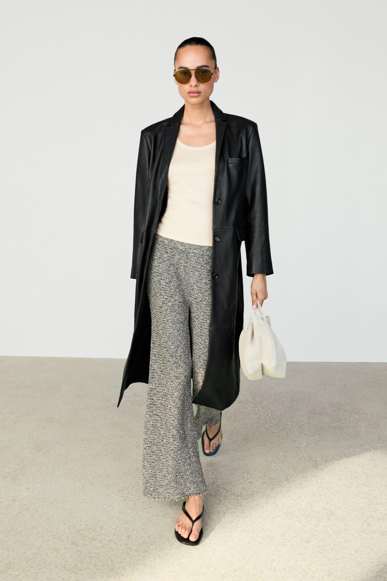 Flowing pants with flecked finish and total look — GREY MARL