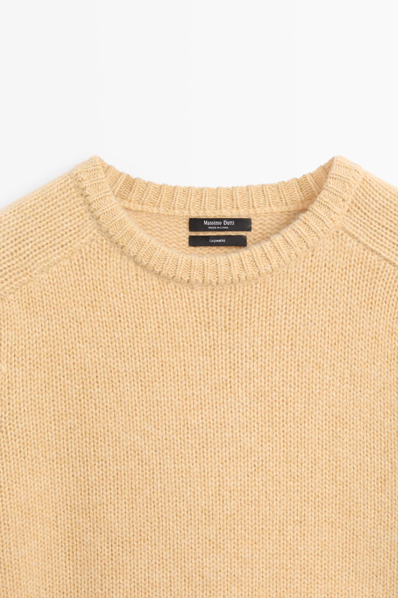 Knit 100% cashmere round neck sweater — Vanilla