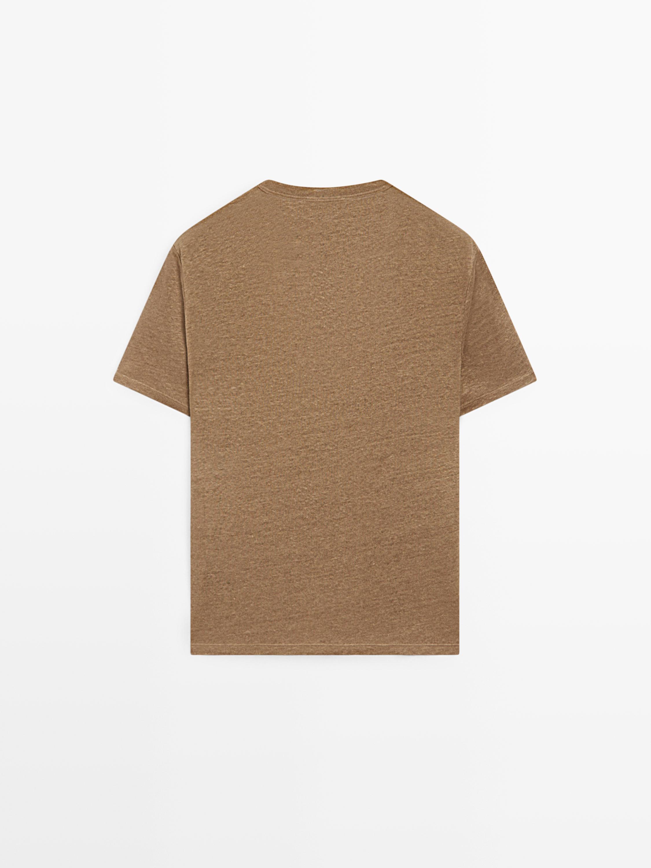 Linen V-neck T-shirt — OCHRE