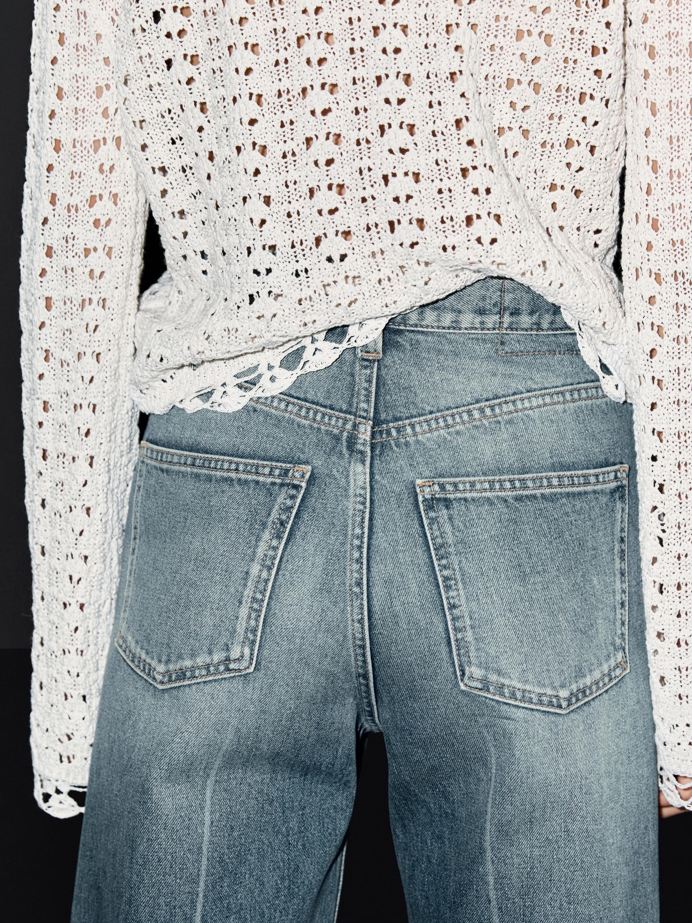 Flared high-waist cotton jeans