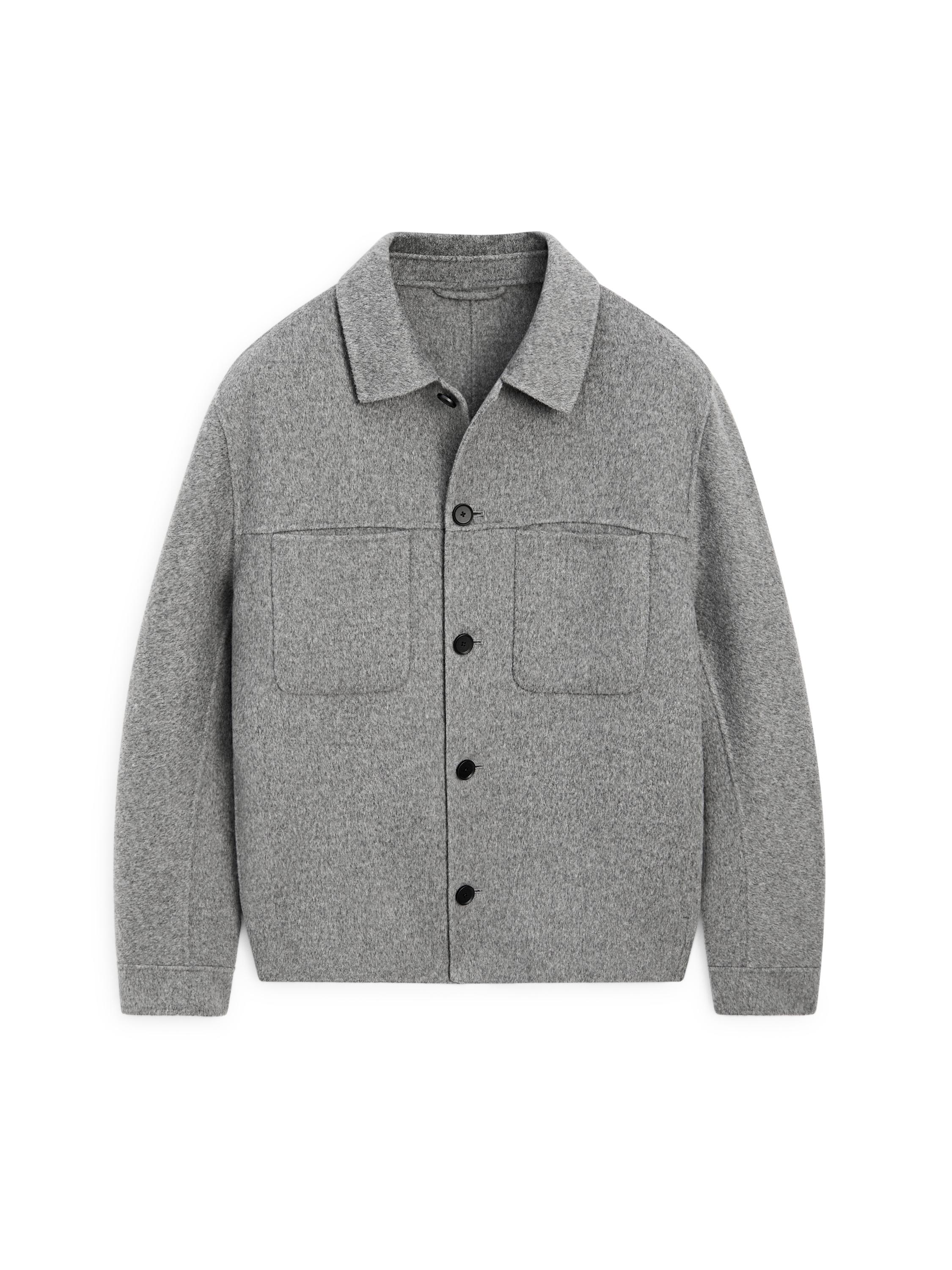 Wool blend overshirt with pockets — PALE GREY