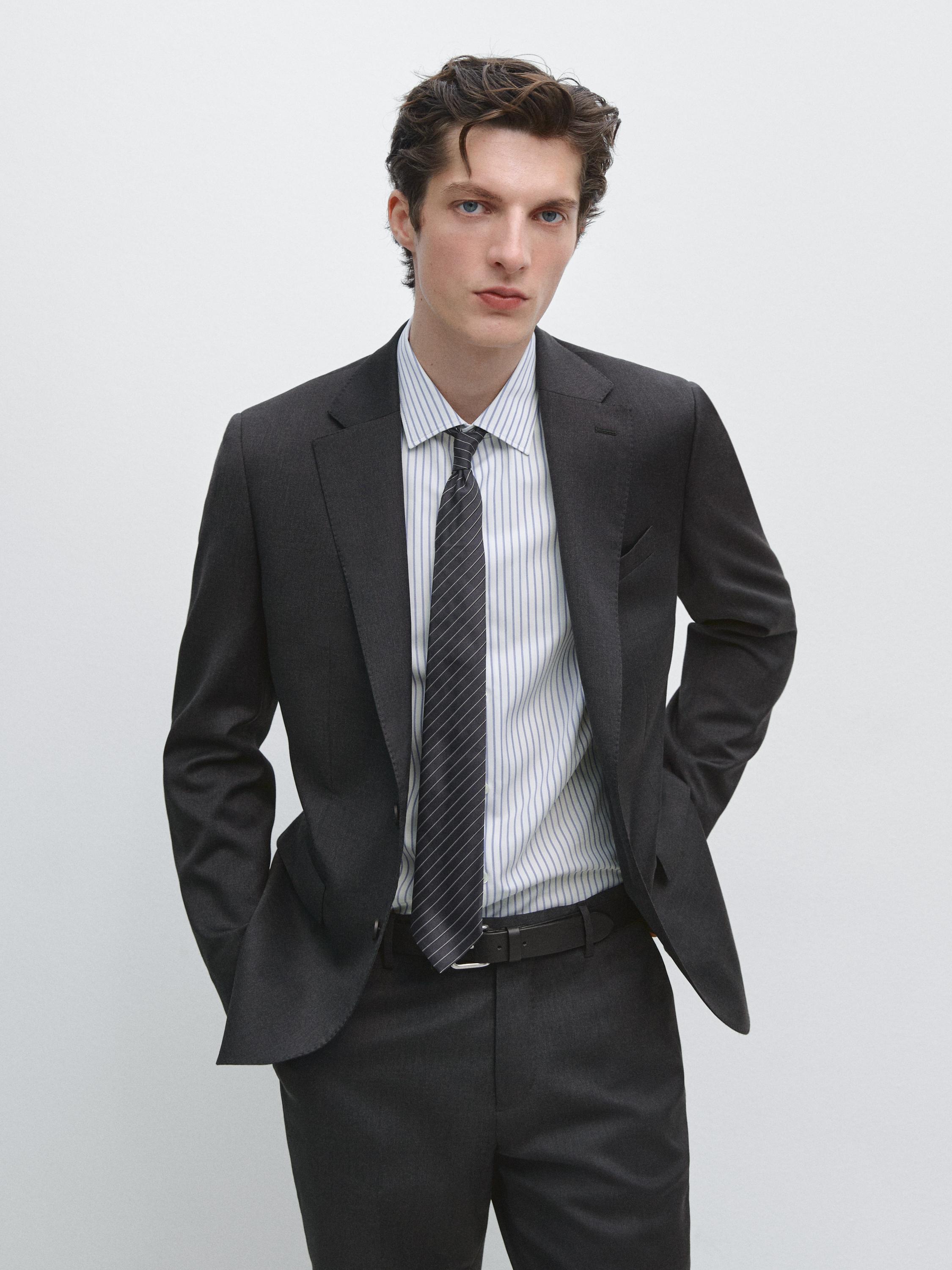 100% cool wool suit blazer — CHARCOAL