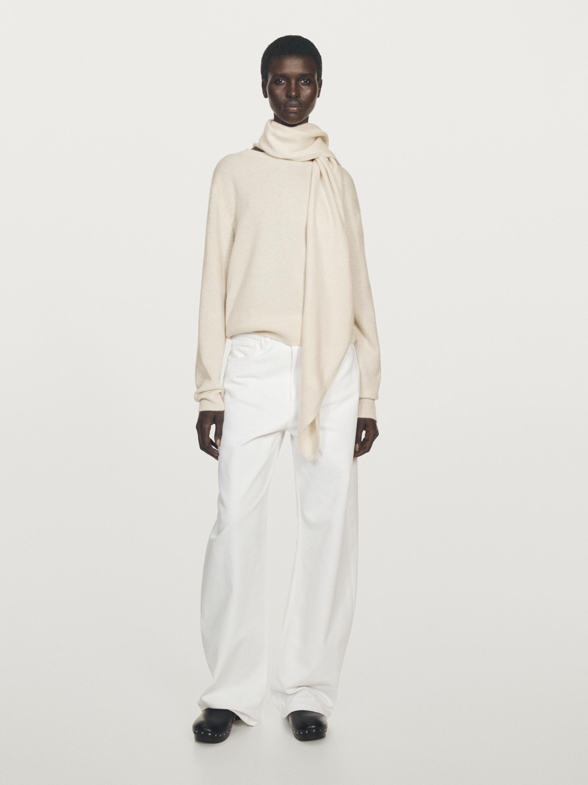 100% cashmere scarf neck sweater