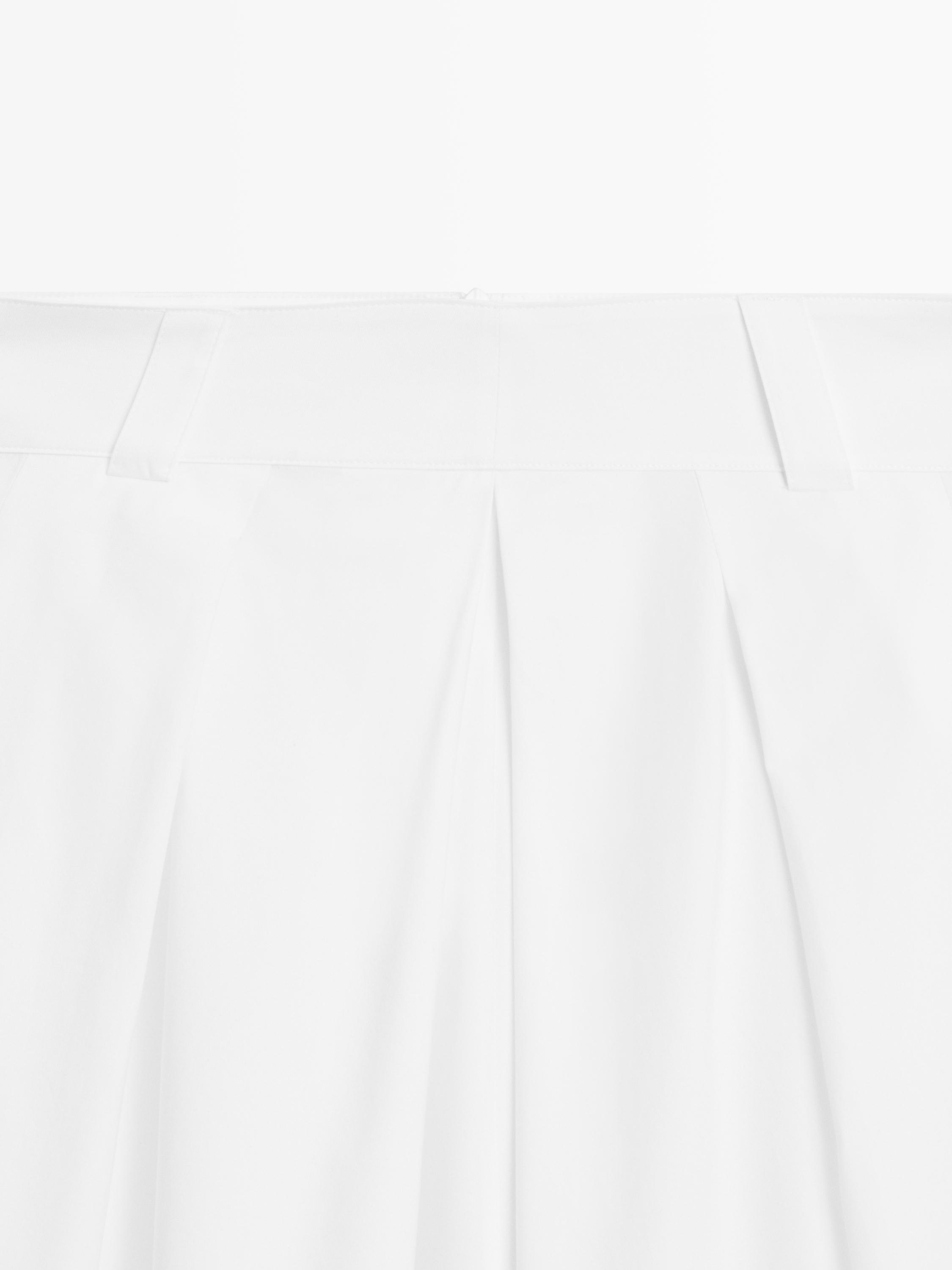 Midi skirt with belt loop details — WHITE