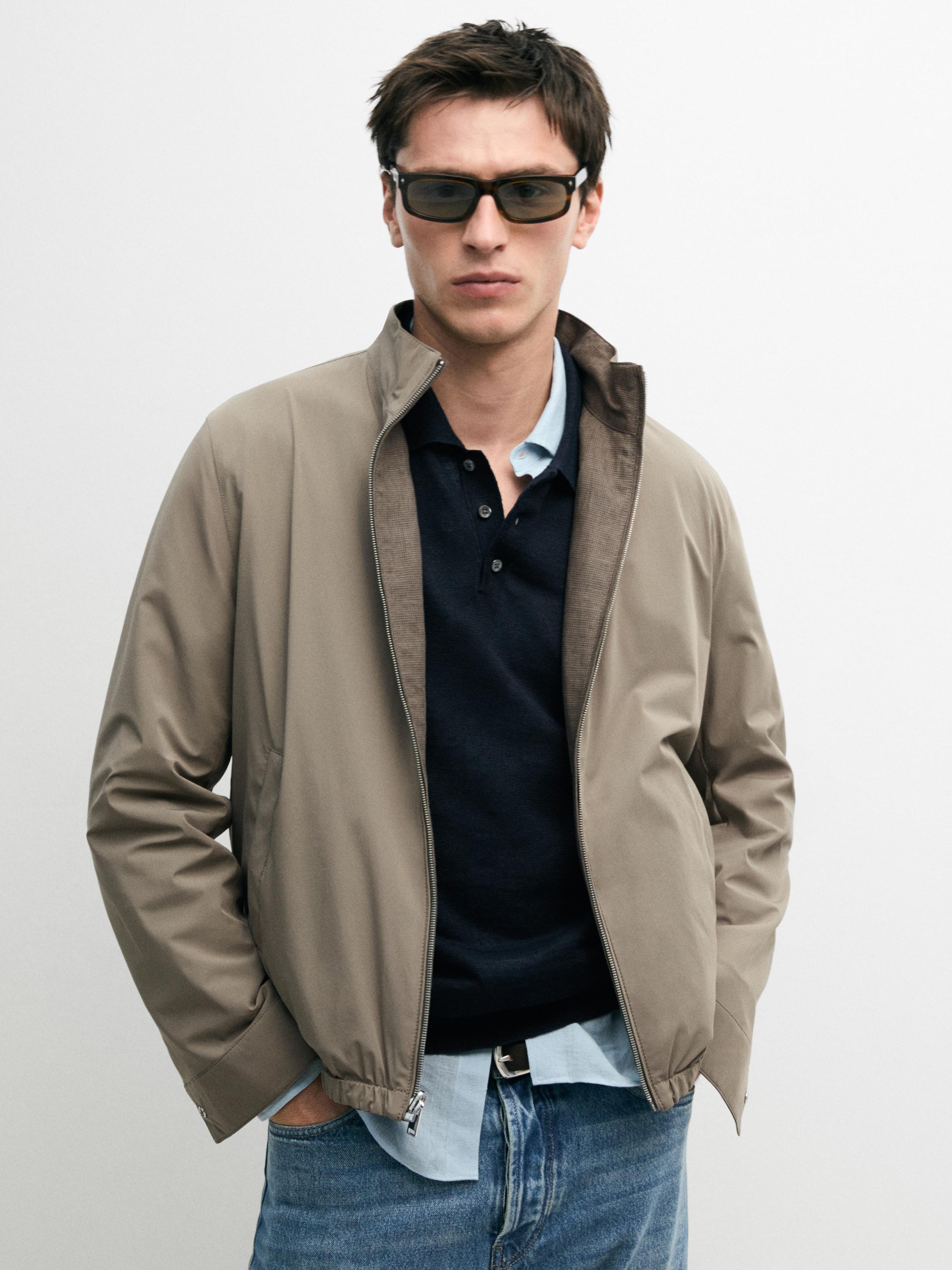 Short reversible linen blend jacket