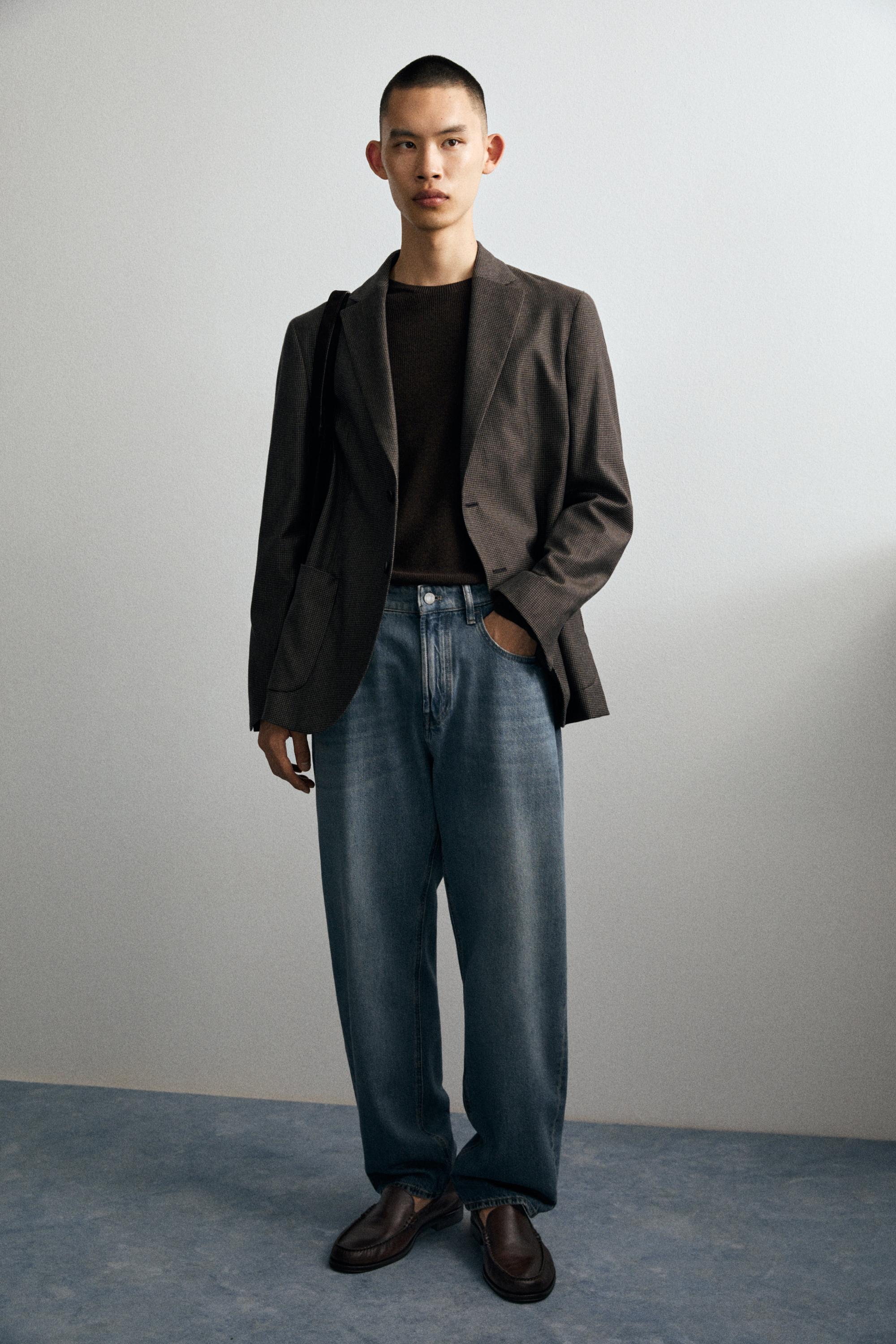 Wool-blend blazer with pocket details — BROWN