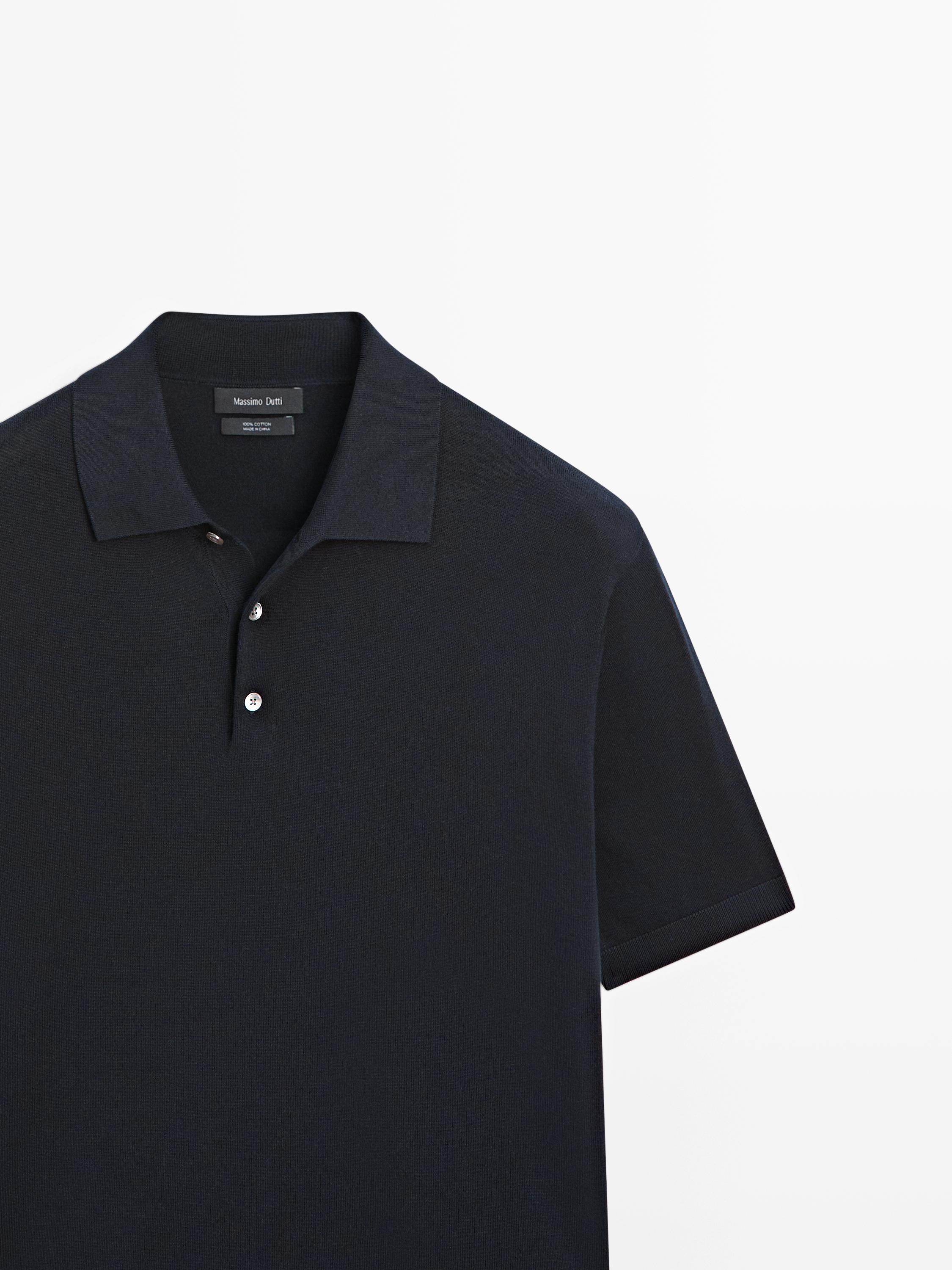 100% cotton knit polo shirt — NAVY BLUE