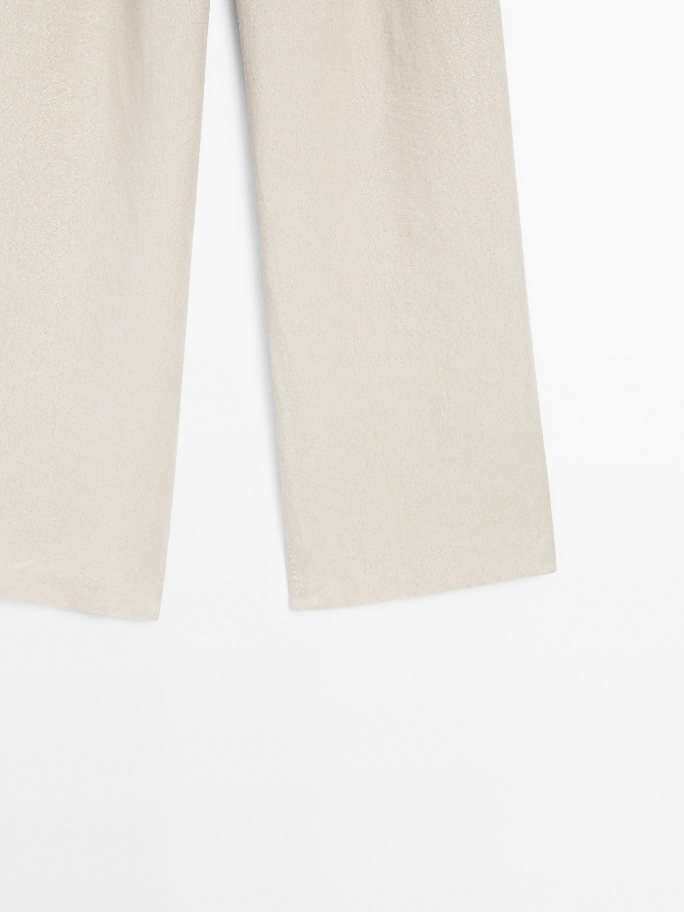 100% linen trousers with double darts
