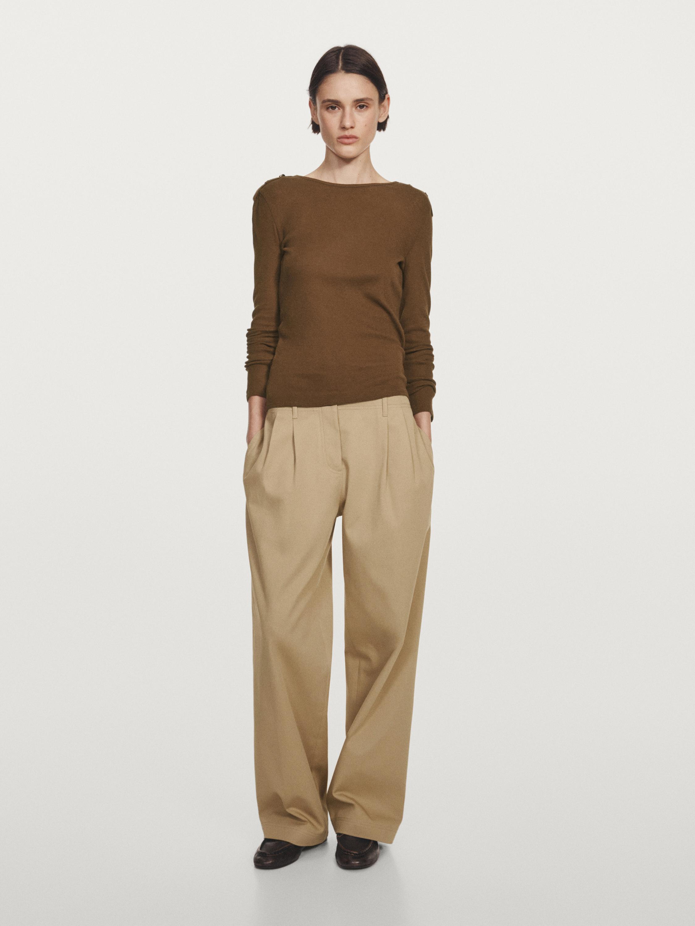 Omuz detaylı triko t-shirt