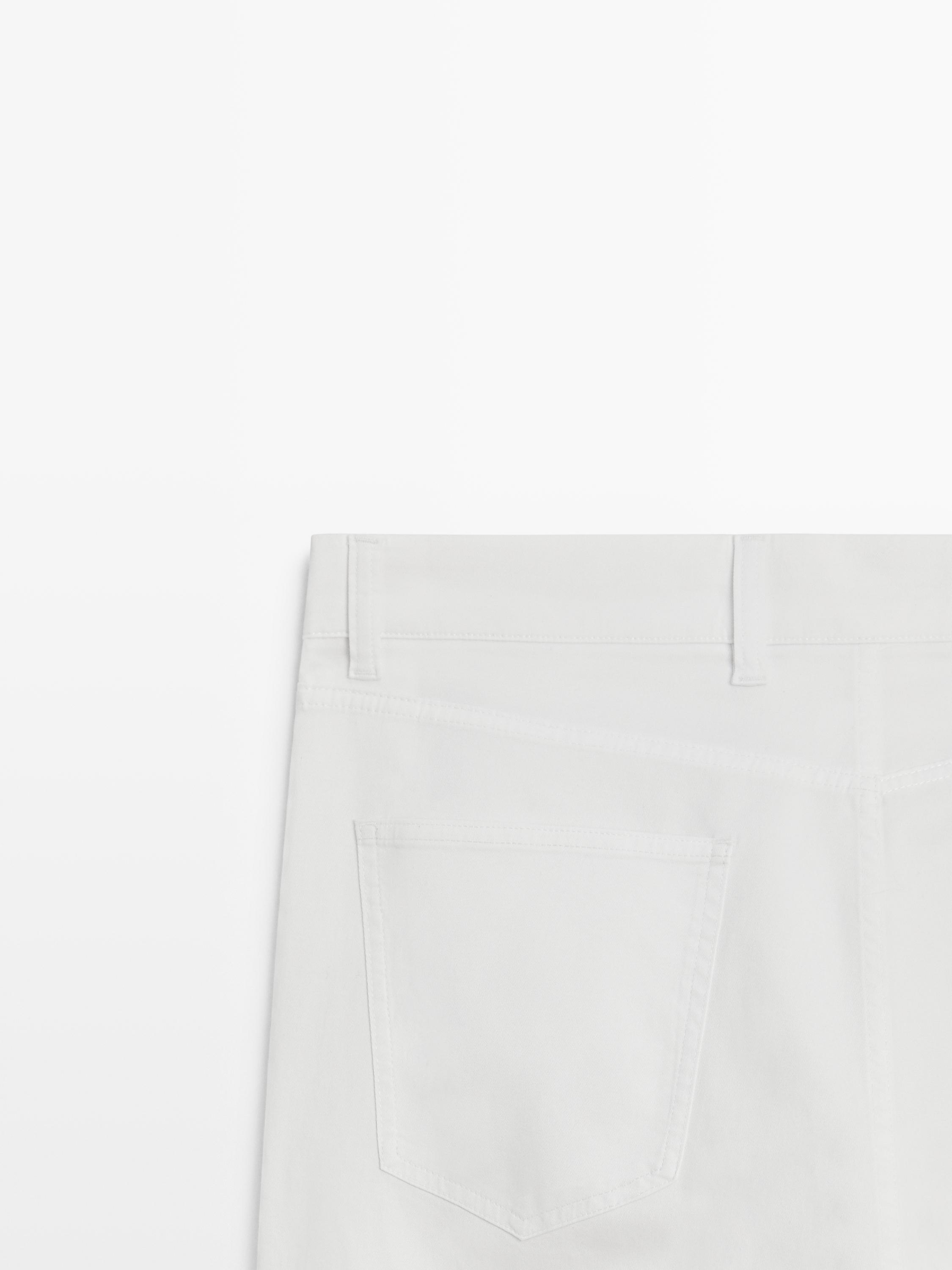 Slim fit denim-effect trousers — WHITE