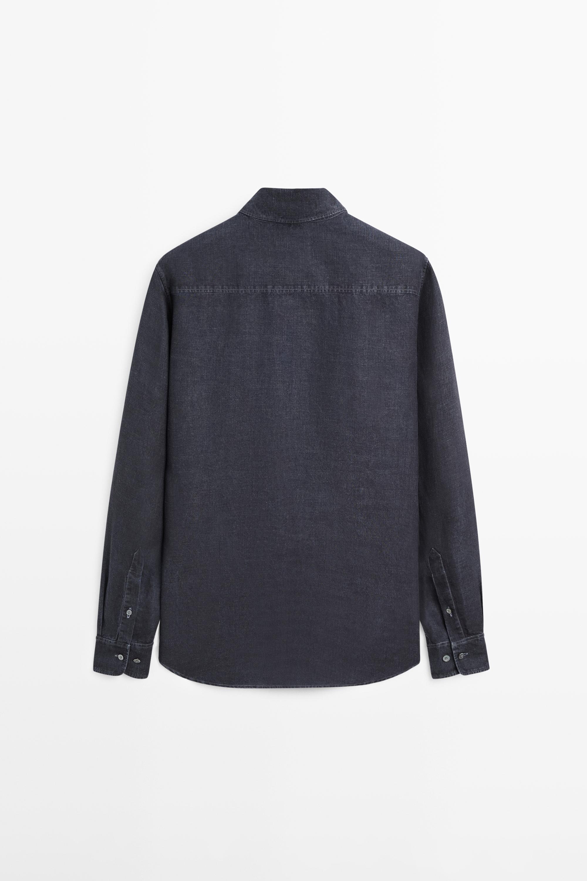 100% linen regular fit shirt — INDIGO