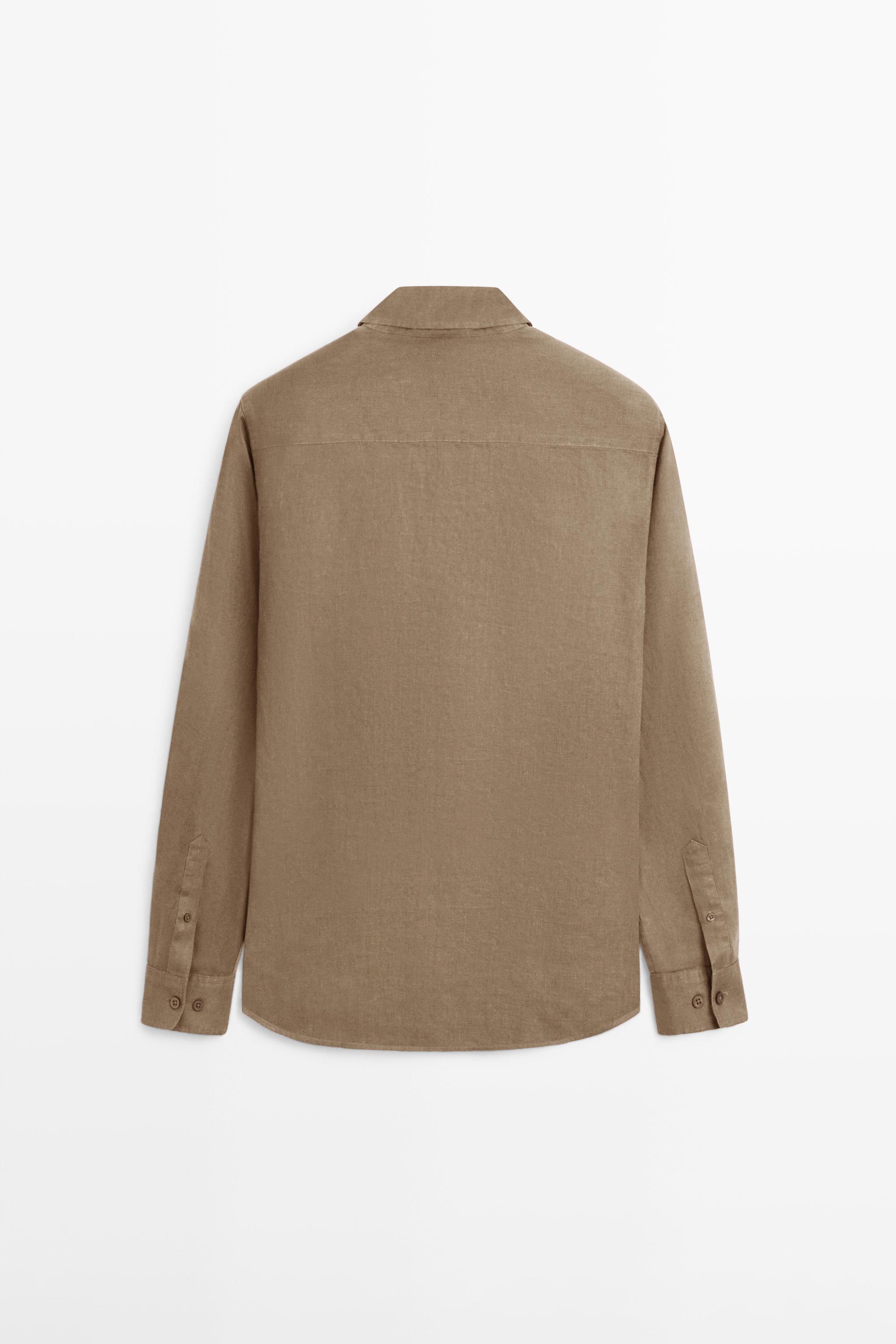 100% linen slim fit shirt — SAND