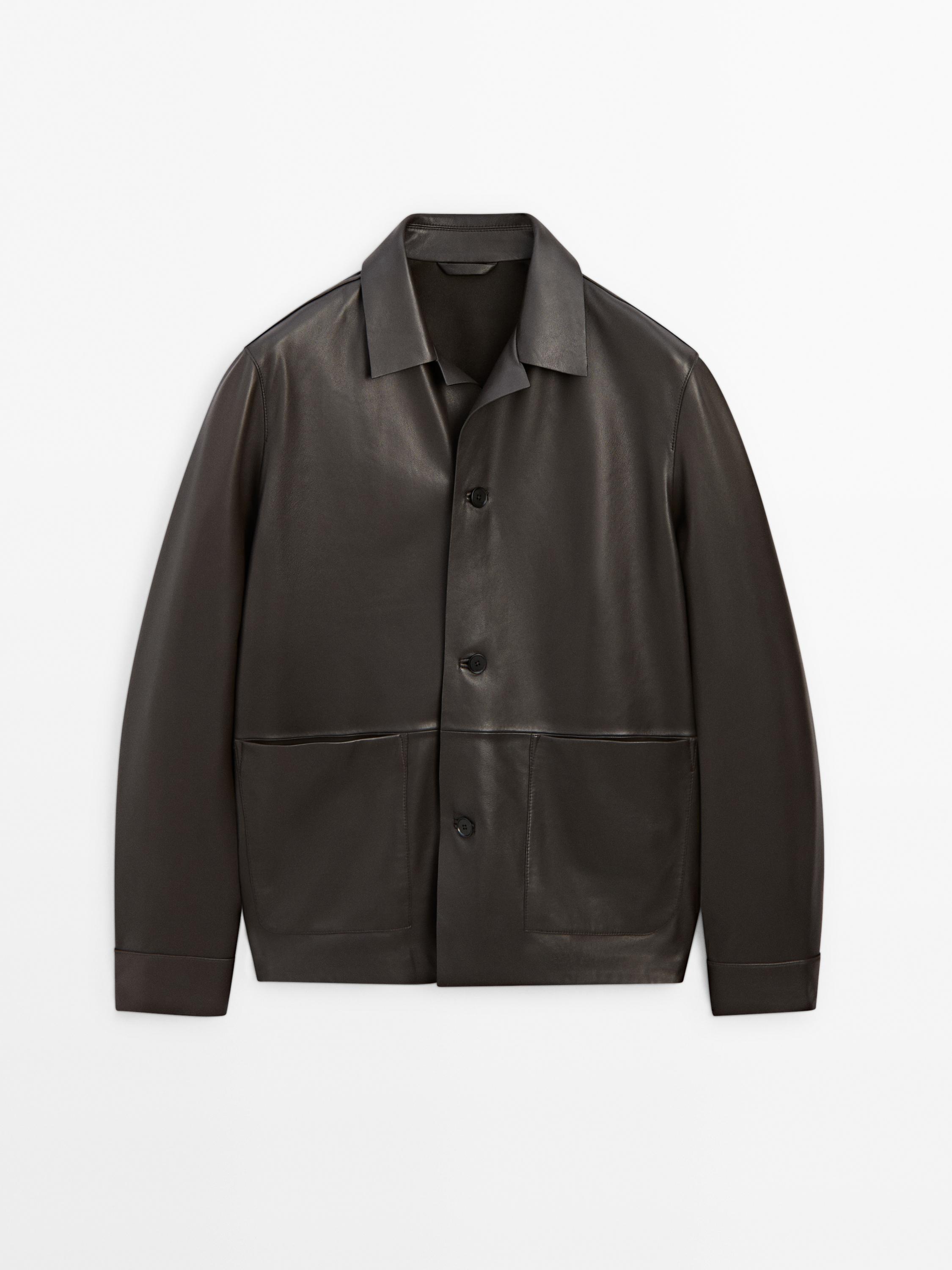 Veste poches plaquées cuir nappa