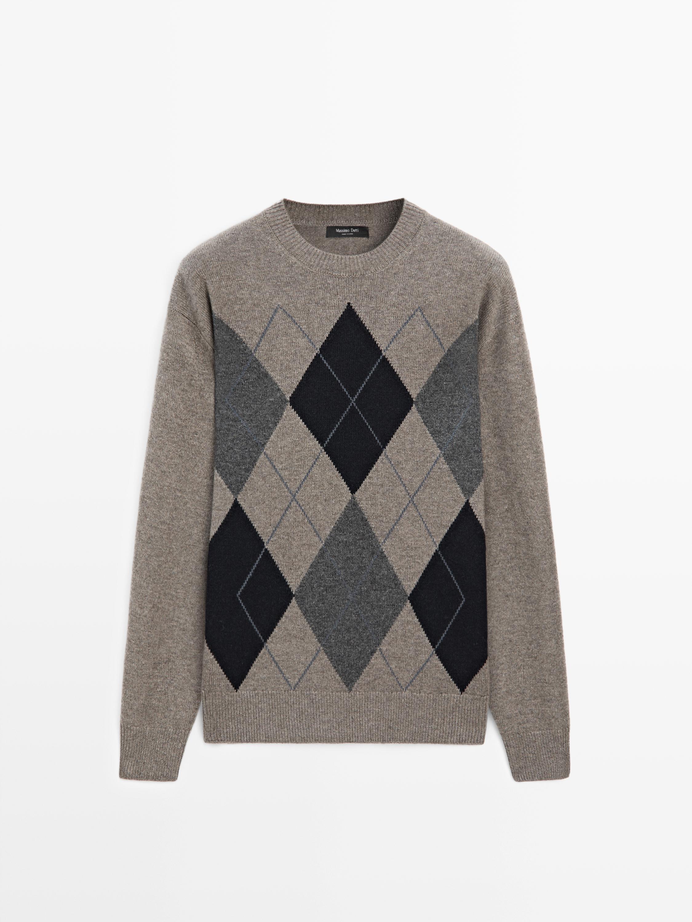 Wool blend crew neck knit sweater — DARK KHAKI