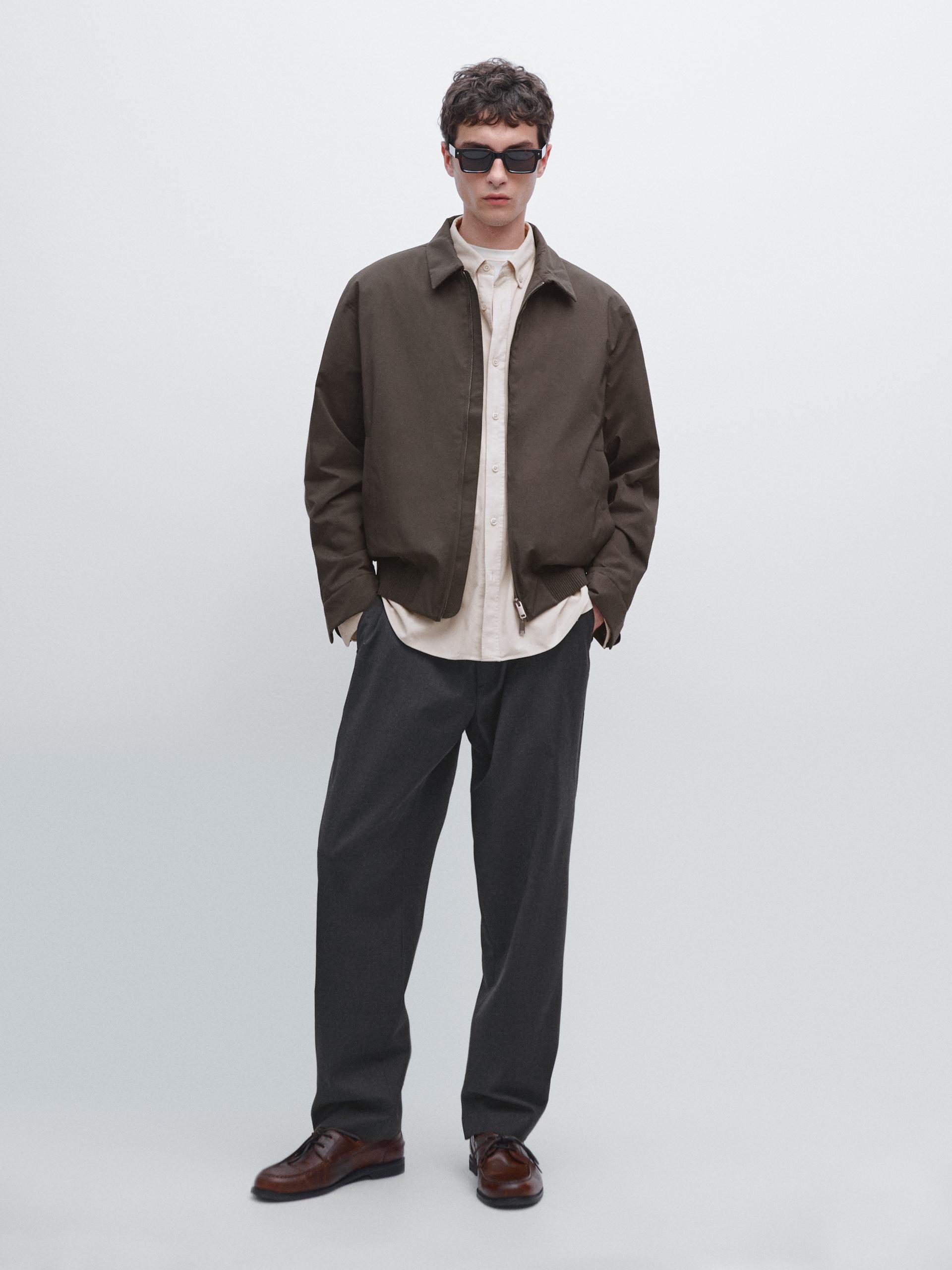 Giacca Bomber Dettaglio Orlo Water Repellent - Cioccolato - Xl - Massimo Dutti - Maschile