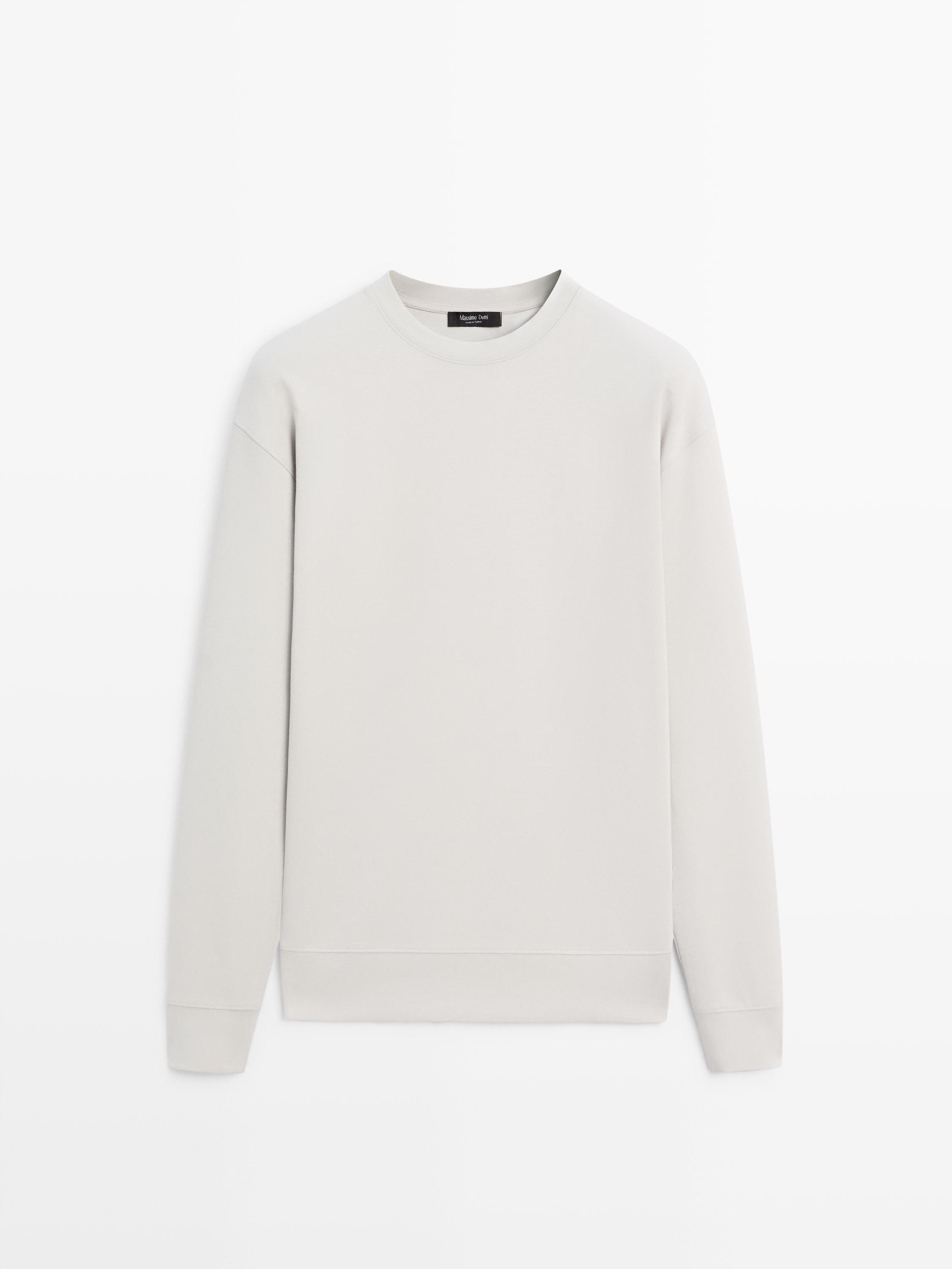 Cotton blend sweatshirt — PEARL GREY