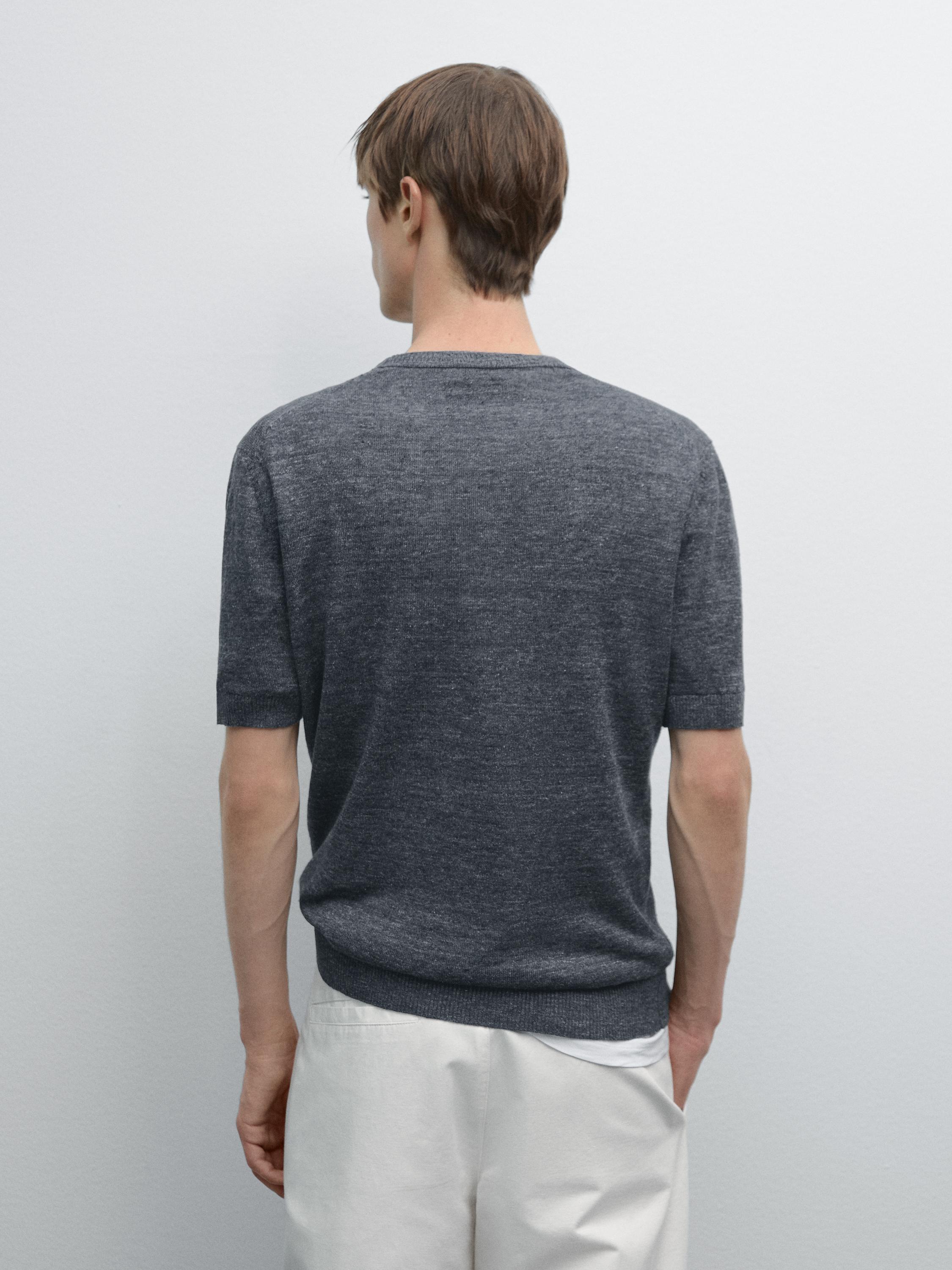 100% linen short sleeve knit sweater