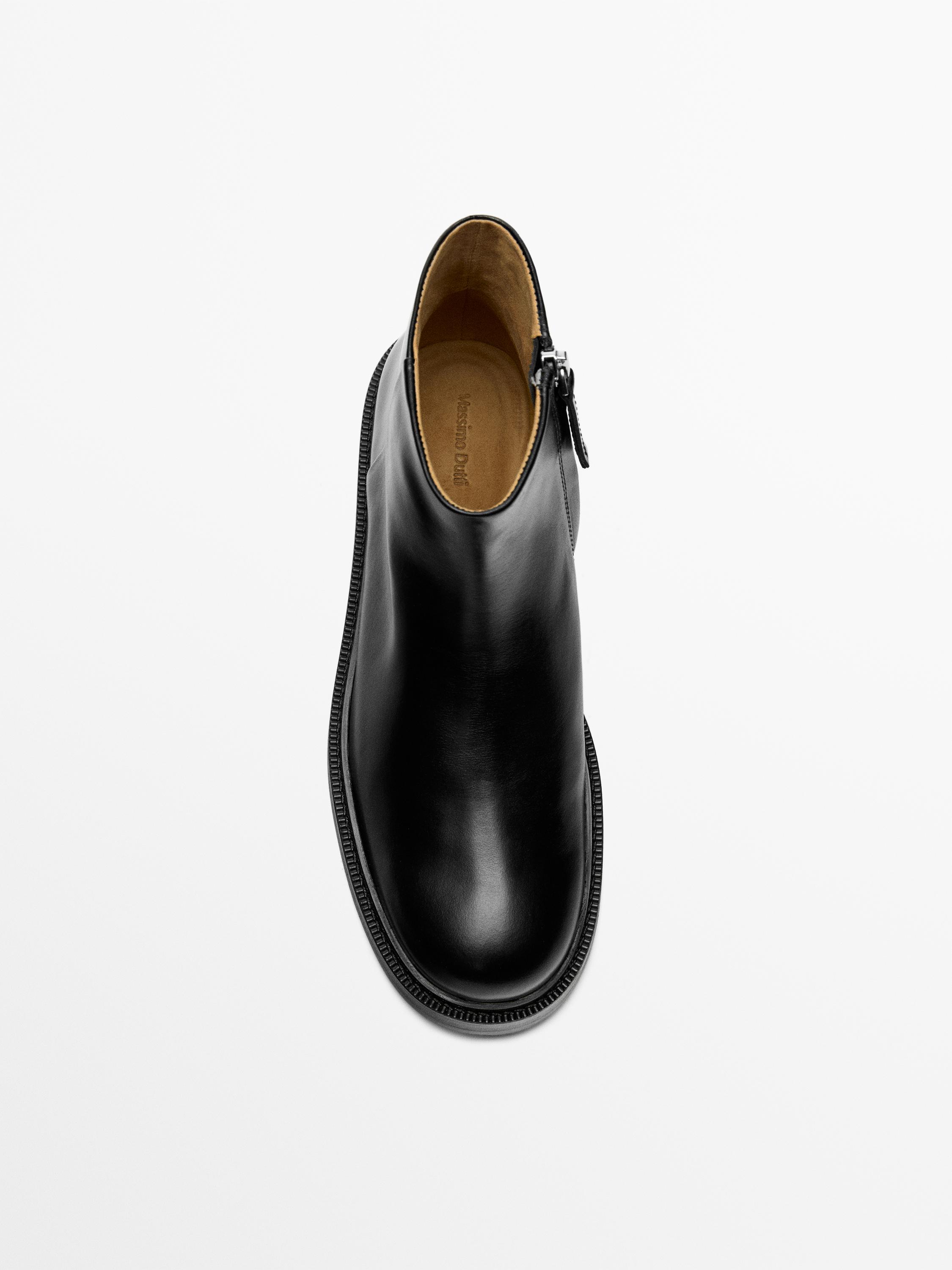 Leather ankle boots with suede lining — BLACK