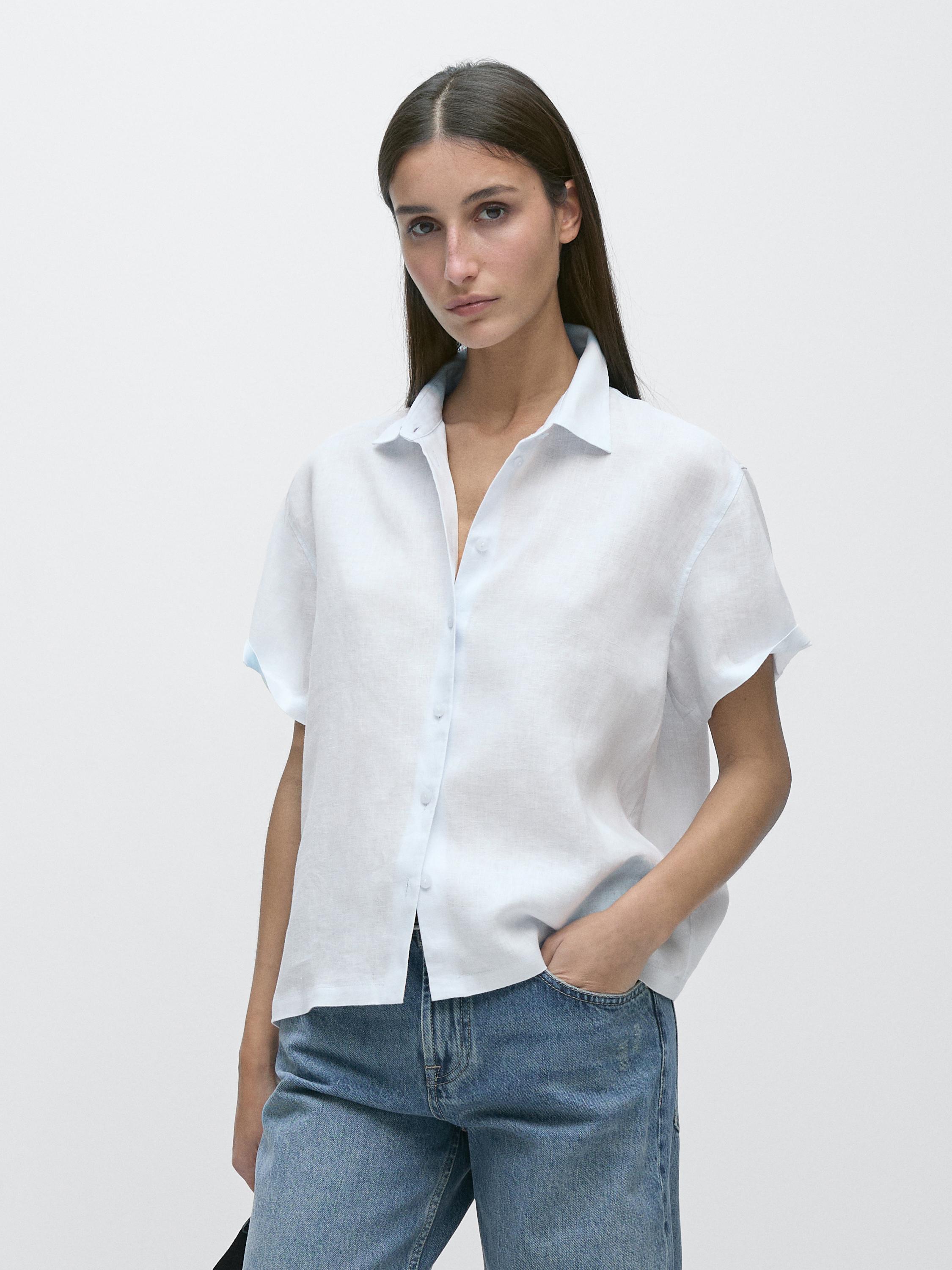 Camisa manga corta 100% lino