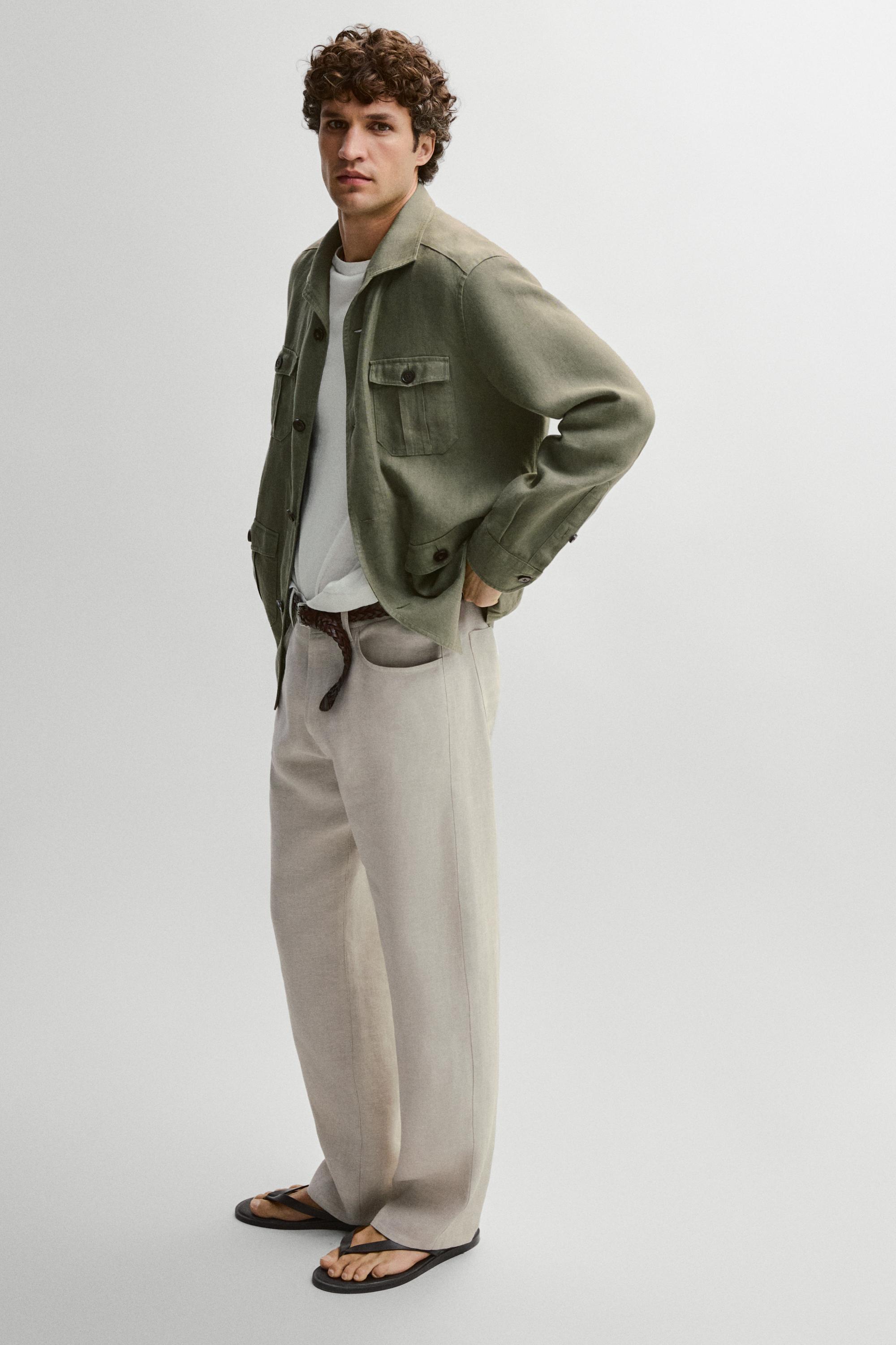 Wide-leg linen trousers — SAND