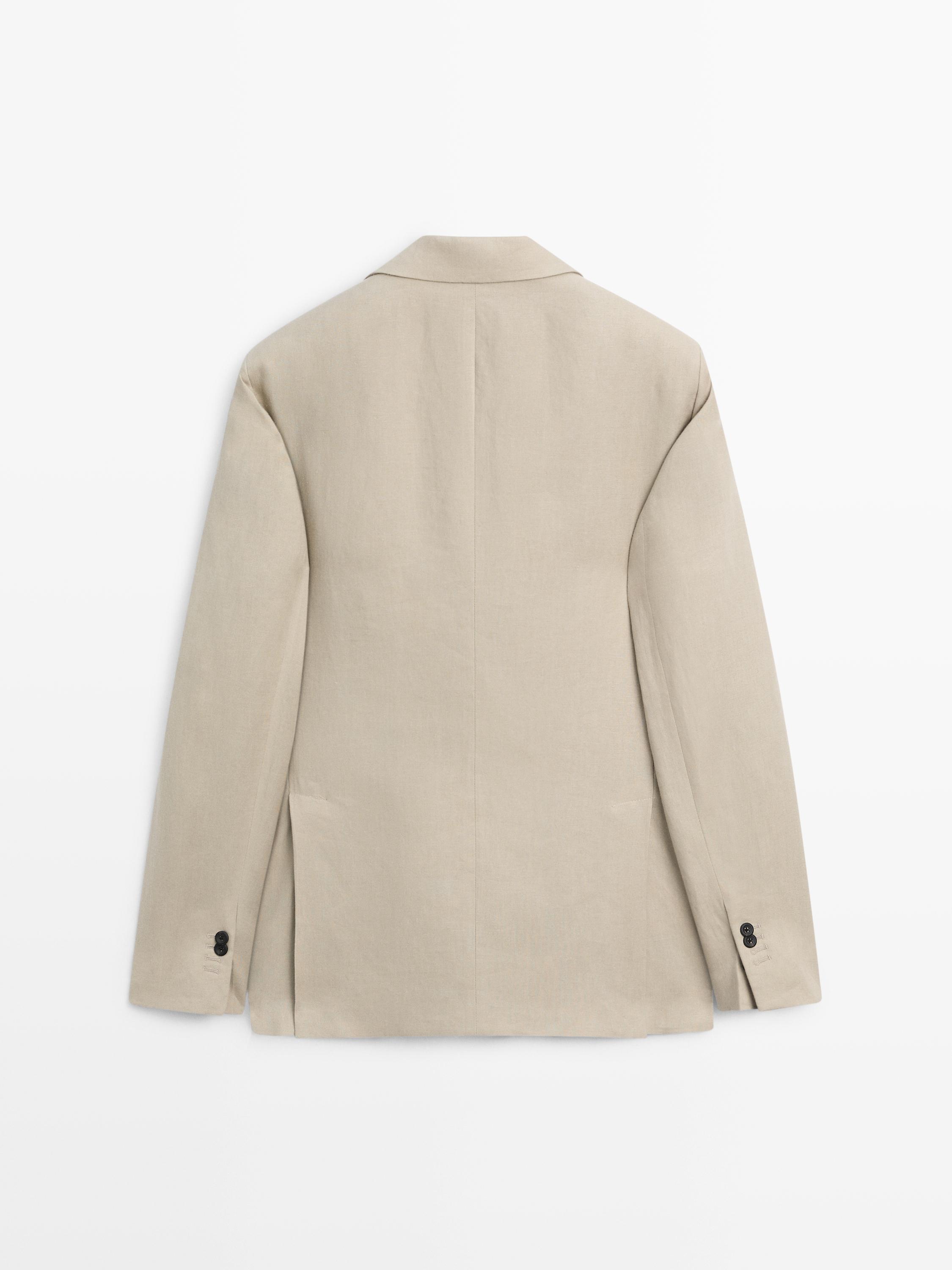 100% linen suit blazer — BEIGE