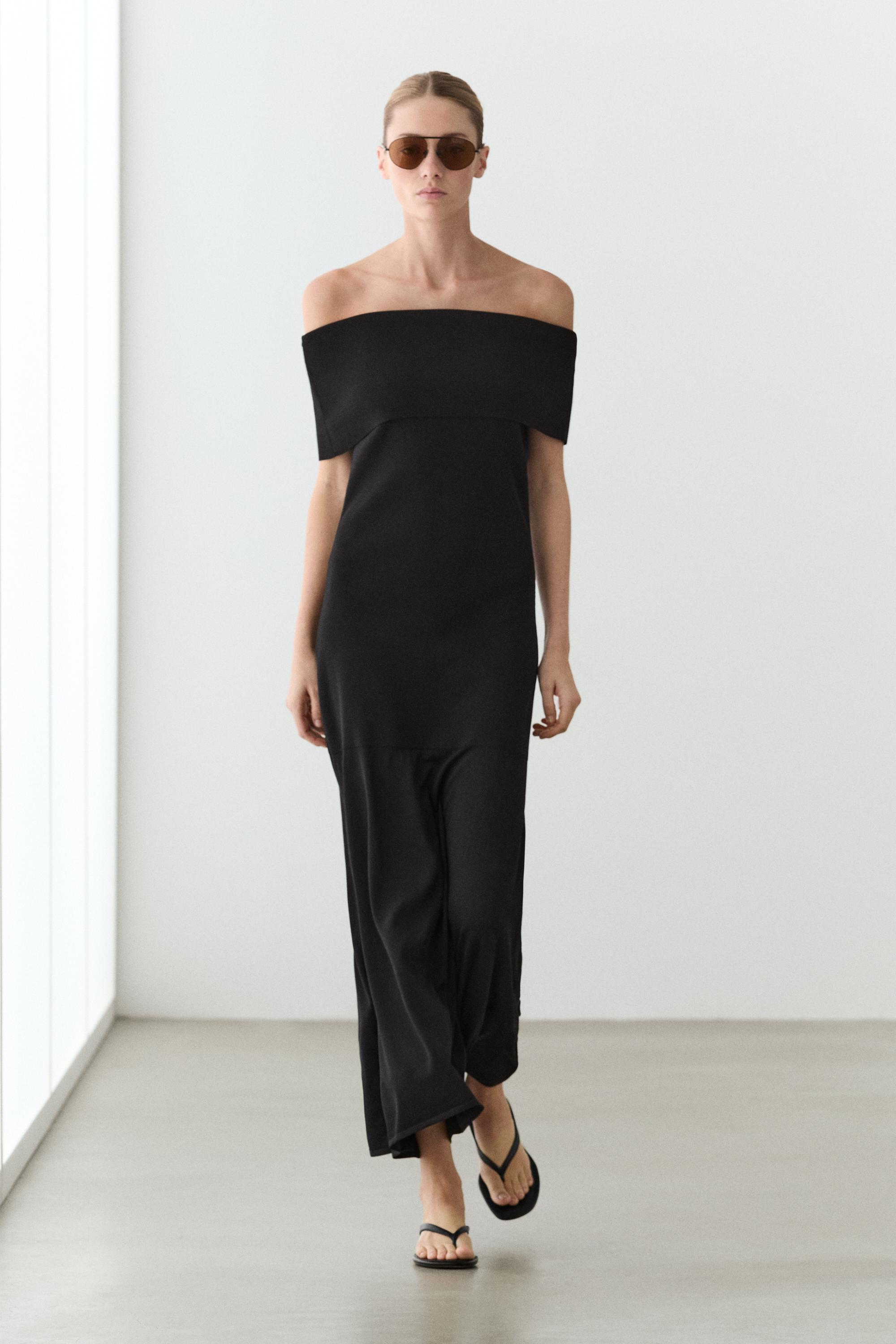 knit midi dress black SYLVIA DISSH modern versatility Massimo Dutti KNIT MIDI Dress