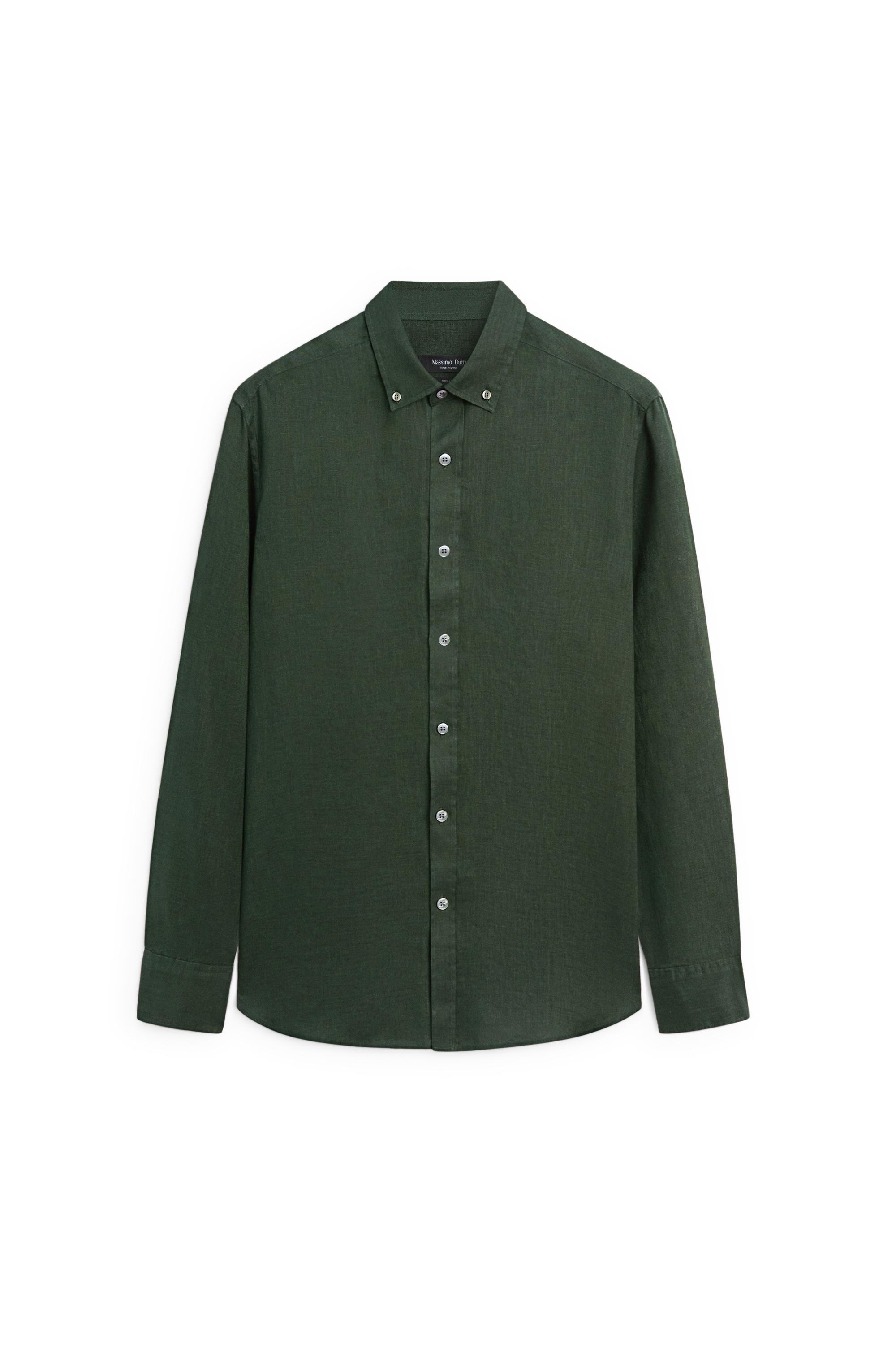 100% linen regular fit shirt — BLUISH GREEN