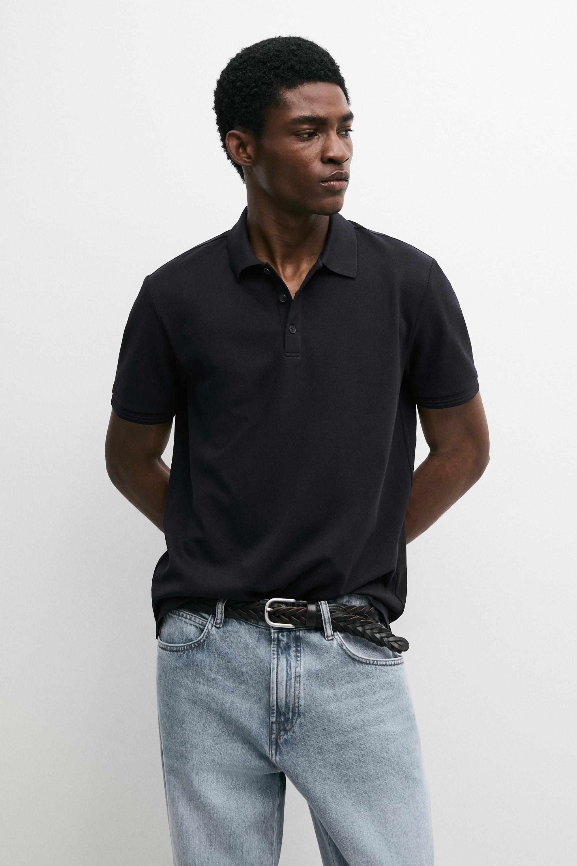 100% cotton short sleeve polo shirt — NAVY BLUE