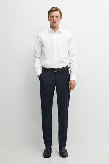 Slim fit 100% cotton poplin shirt — WHITE 1