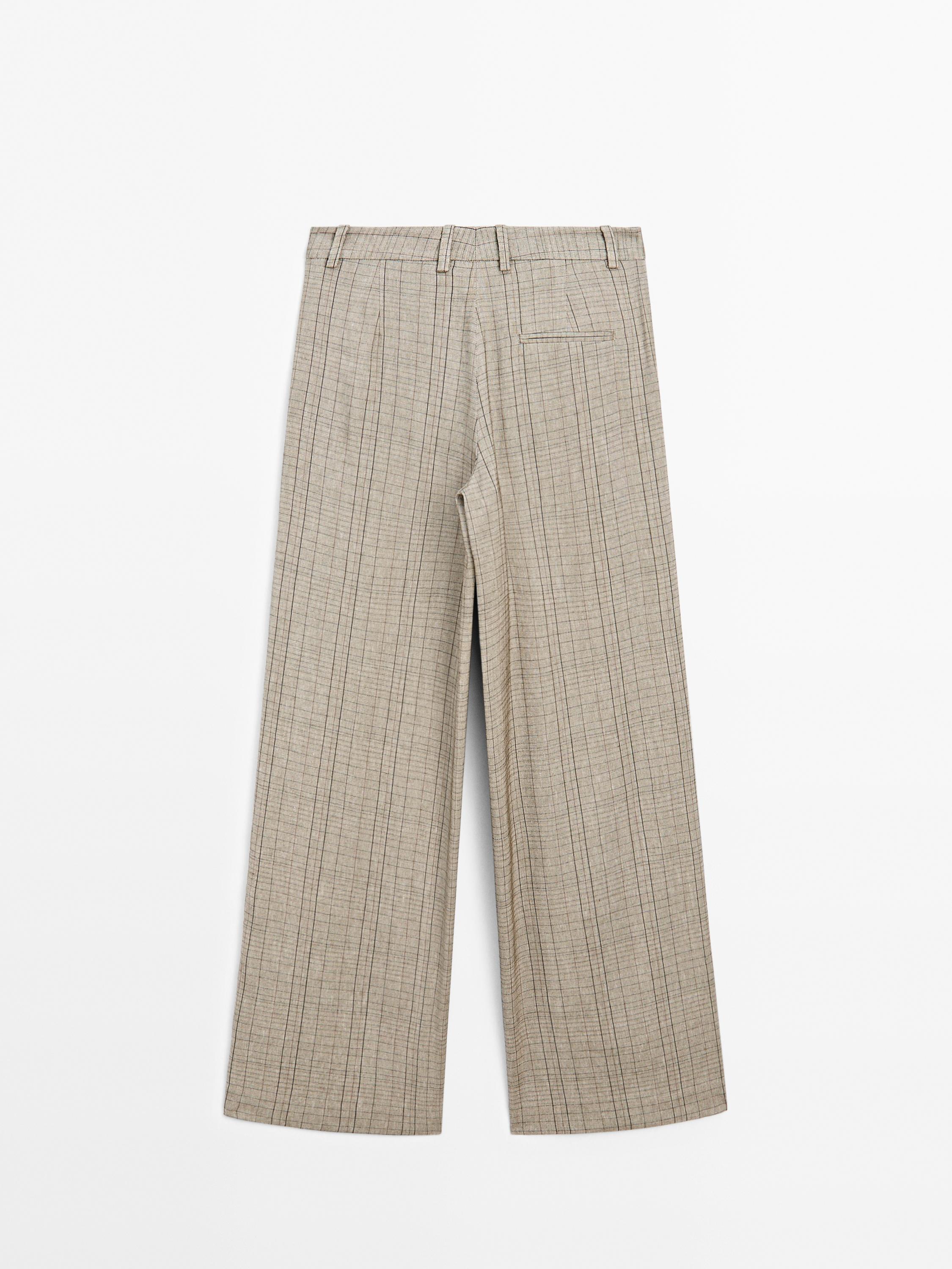 Check print suit trousers