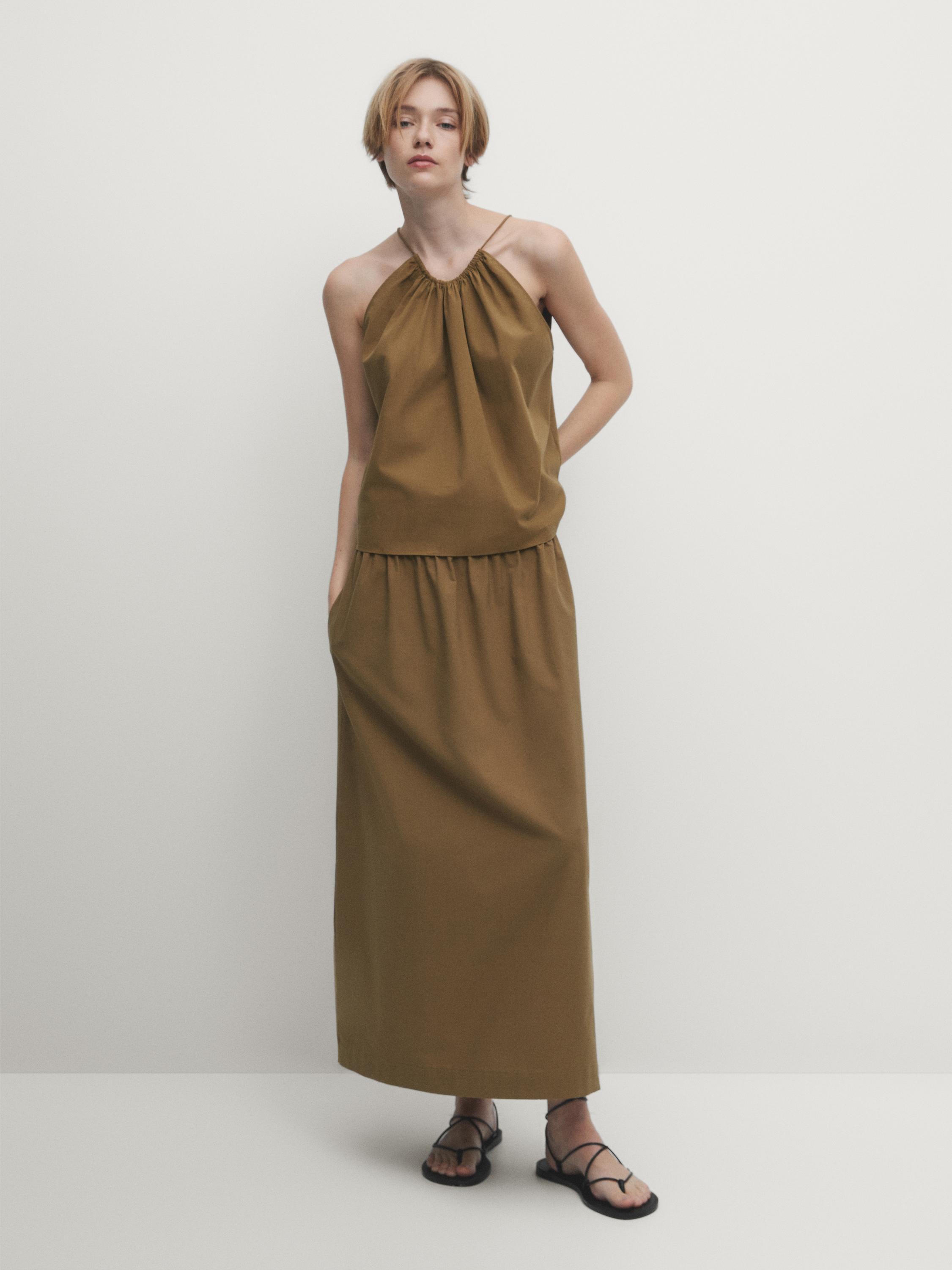 Top en coton froncé, ensemble