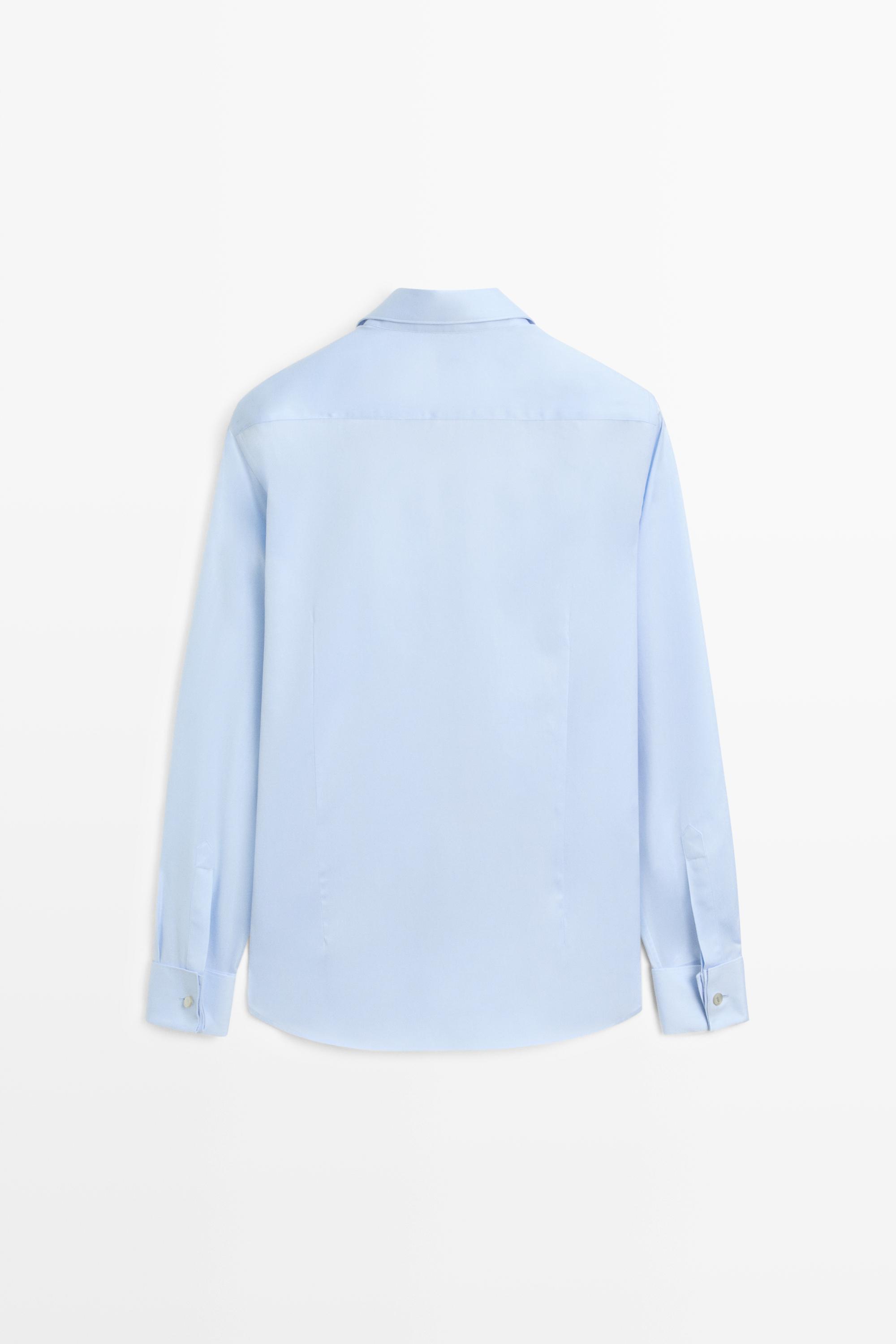 Camisa slim fit doble puño 100% algodón