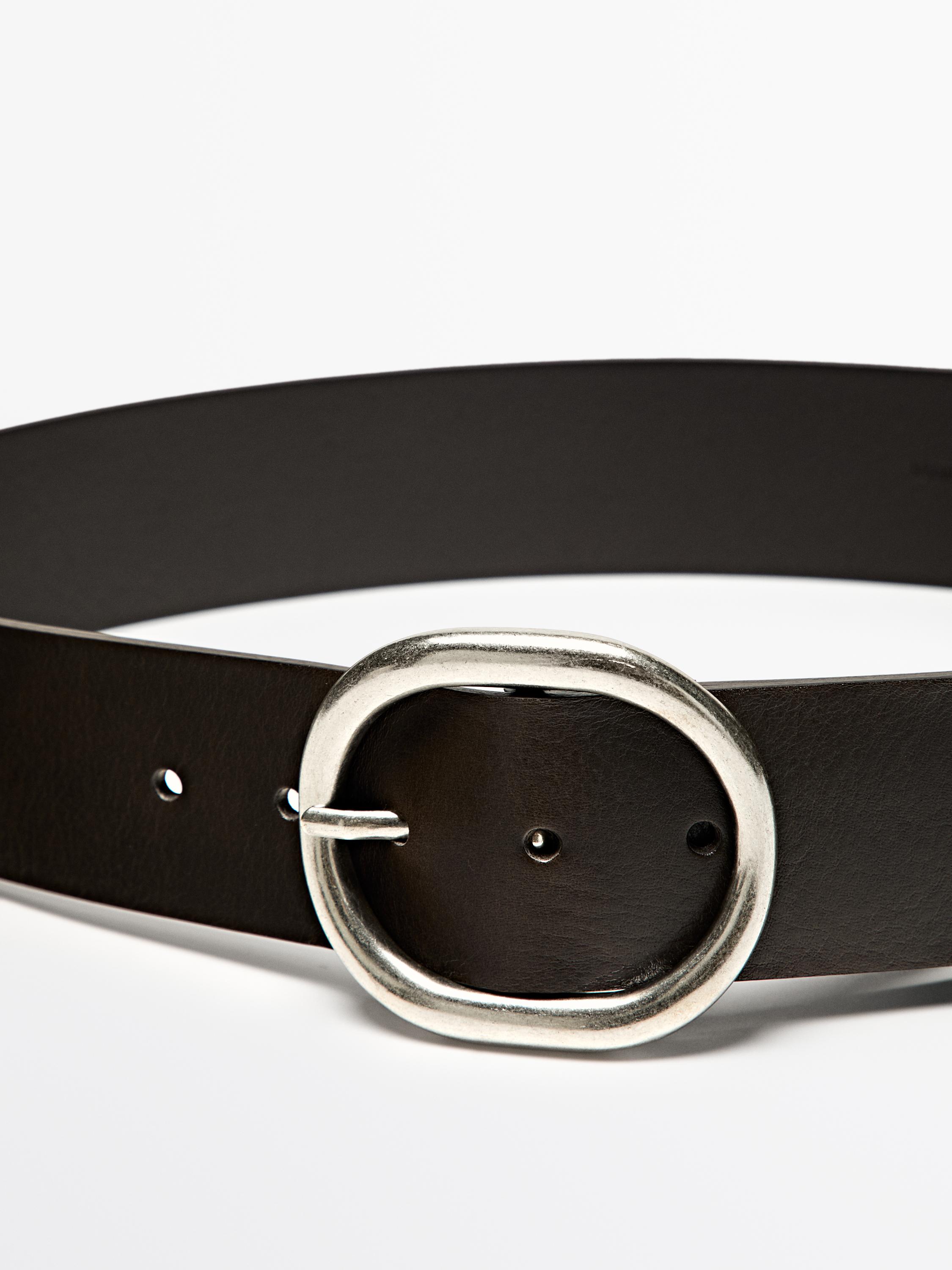 Wide nappa leather belt