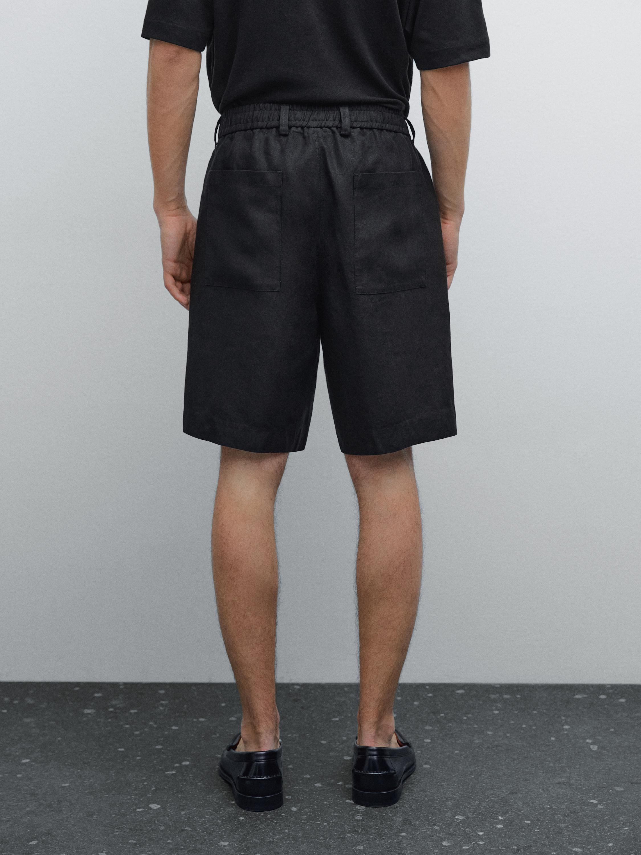 Lightweight 100% linen Bermuda shorts