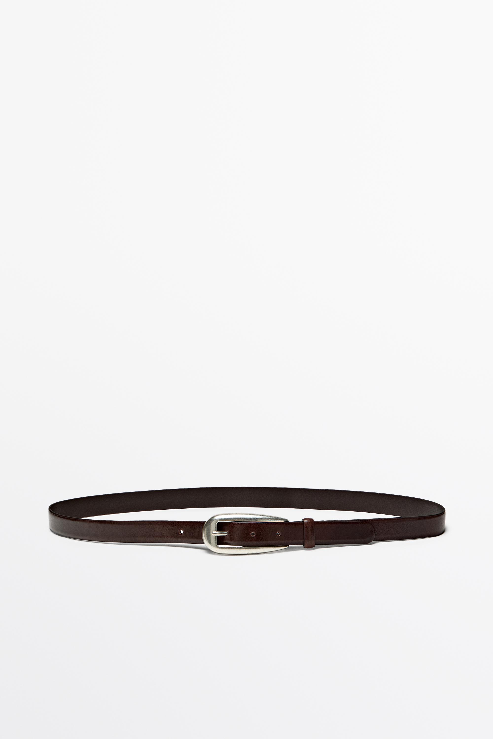 Ceinture en cuir nappa à boucle arrondie