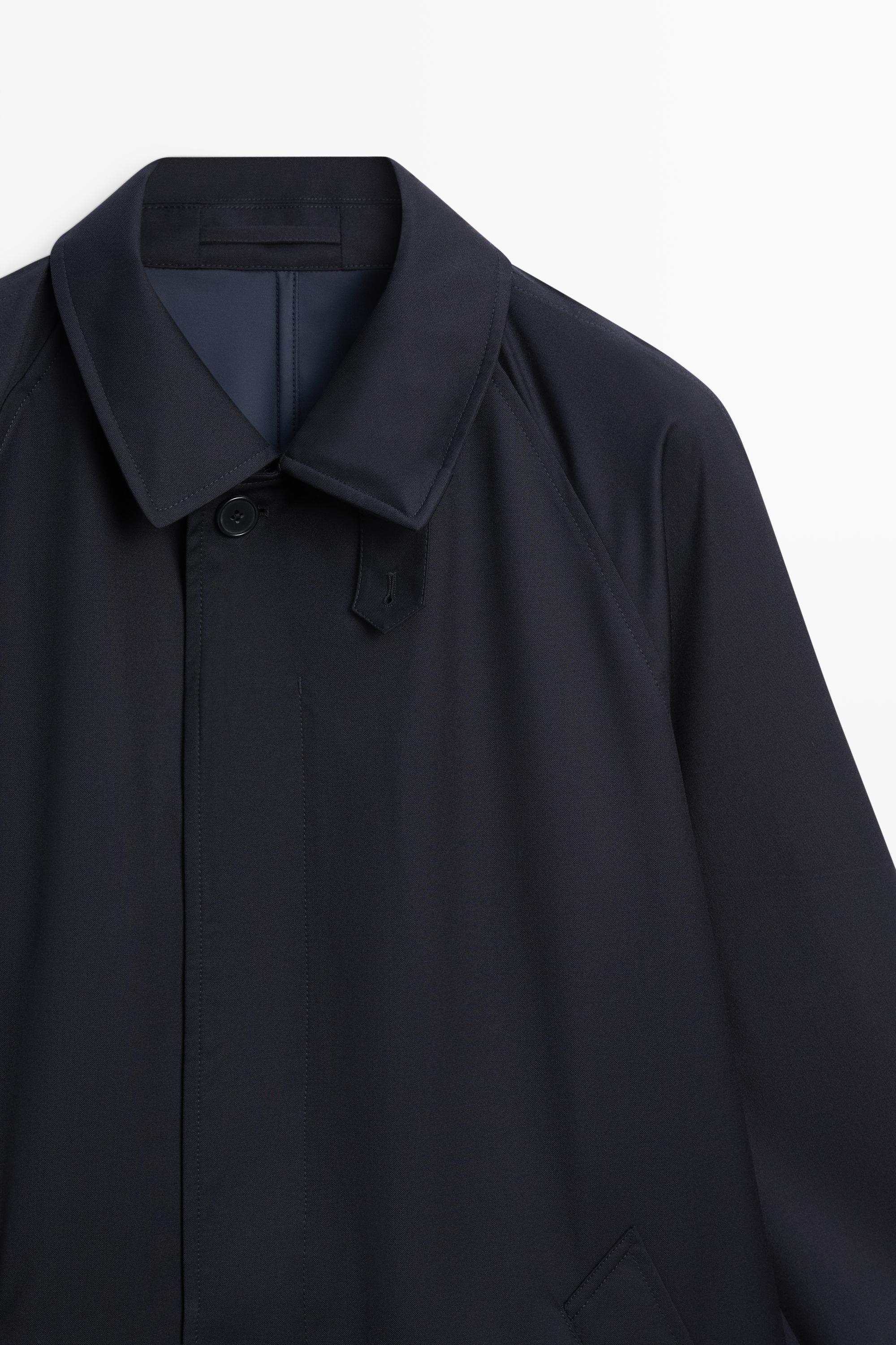 100% Wool Trench Coat — NAVY BLUE