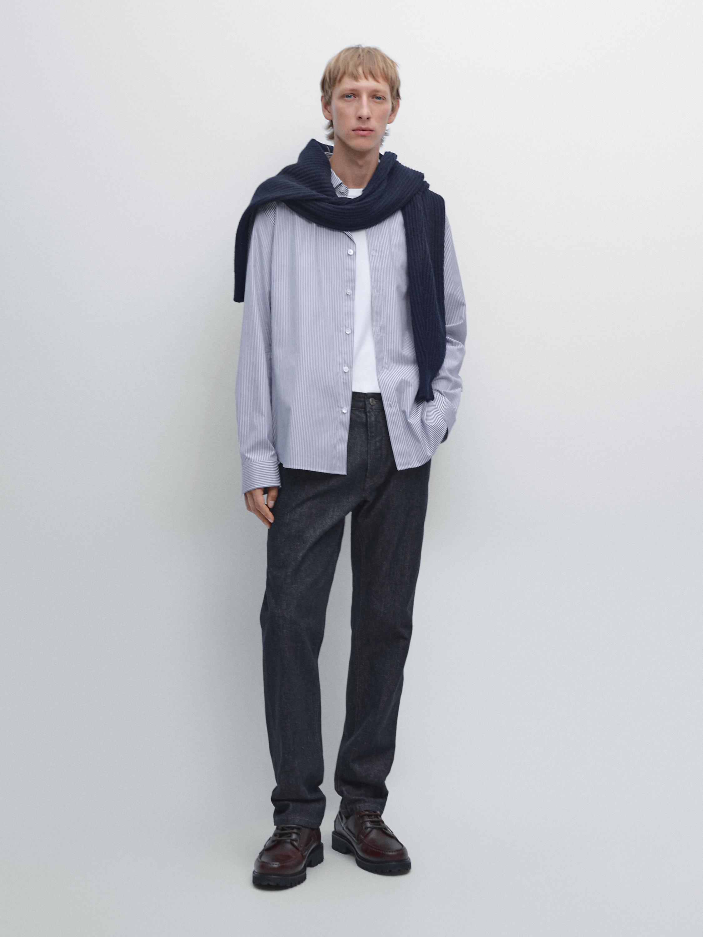 Regular fit striped poplin shirt