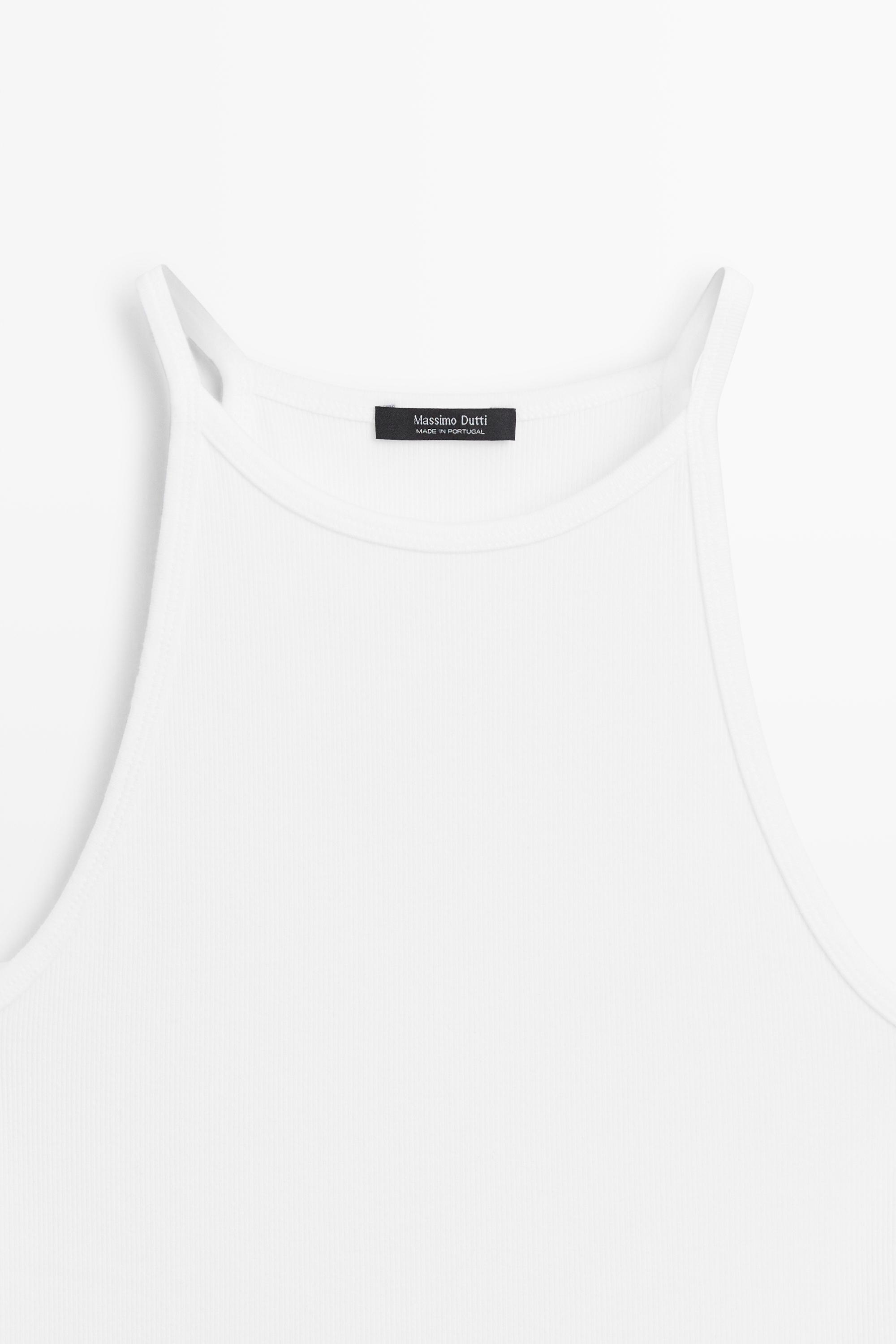 Cotton blend halter top — WHITE