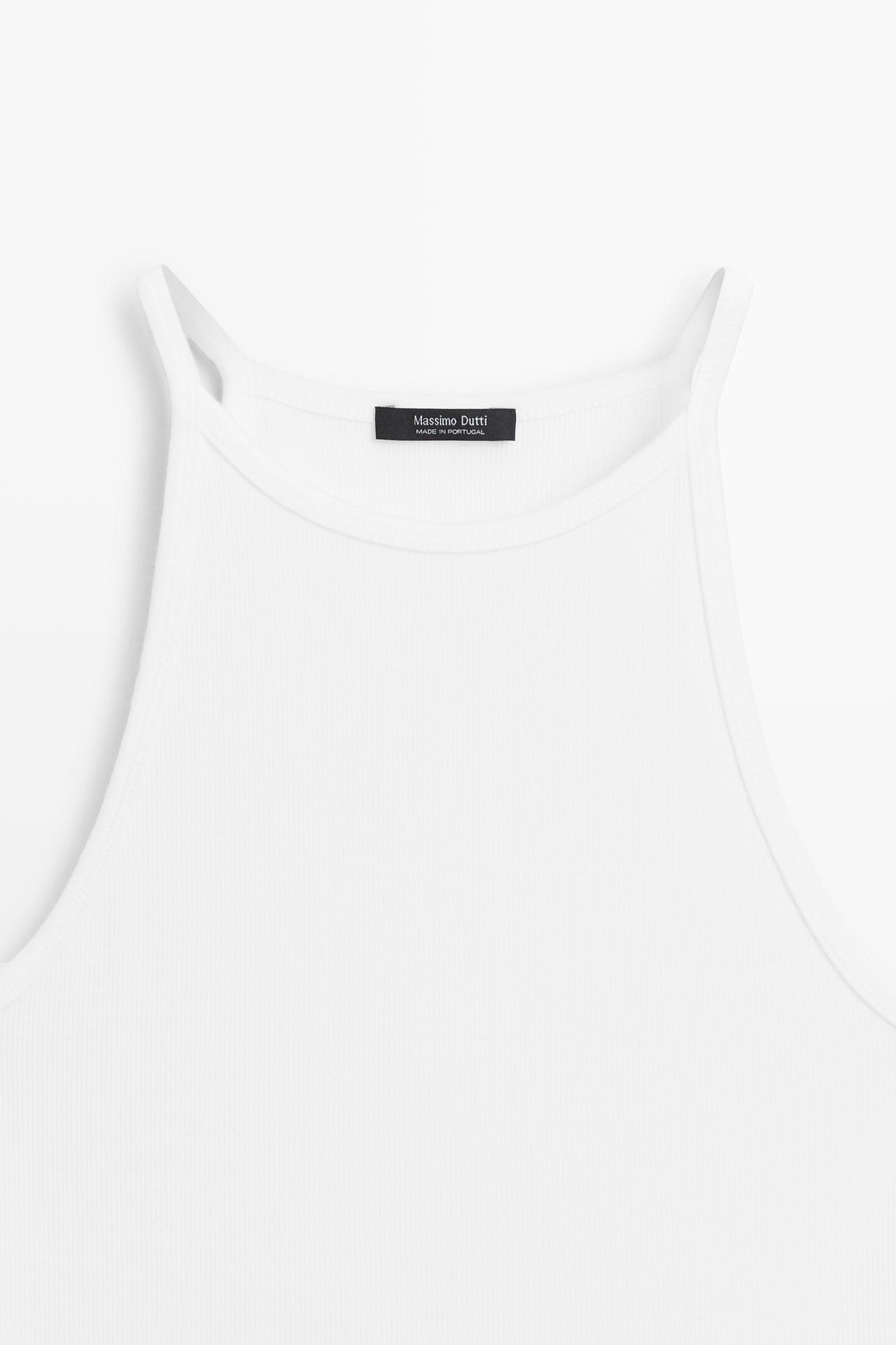Cotton blend halter top — WHITE