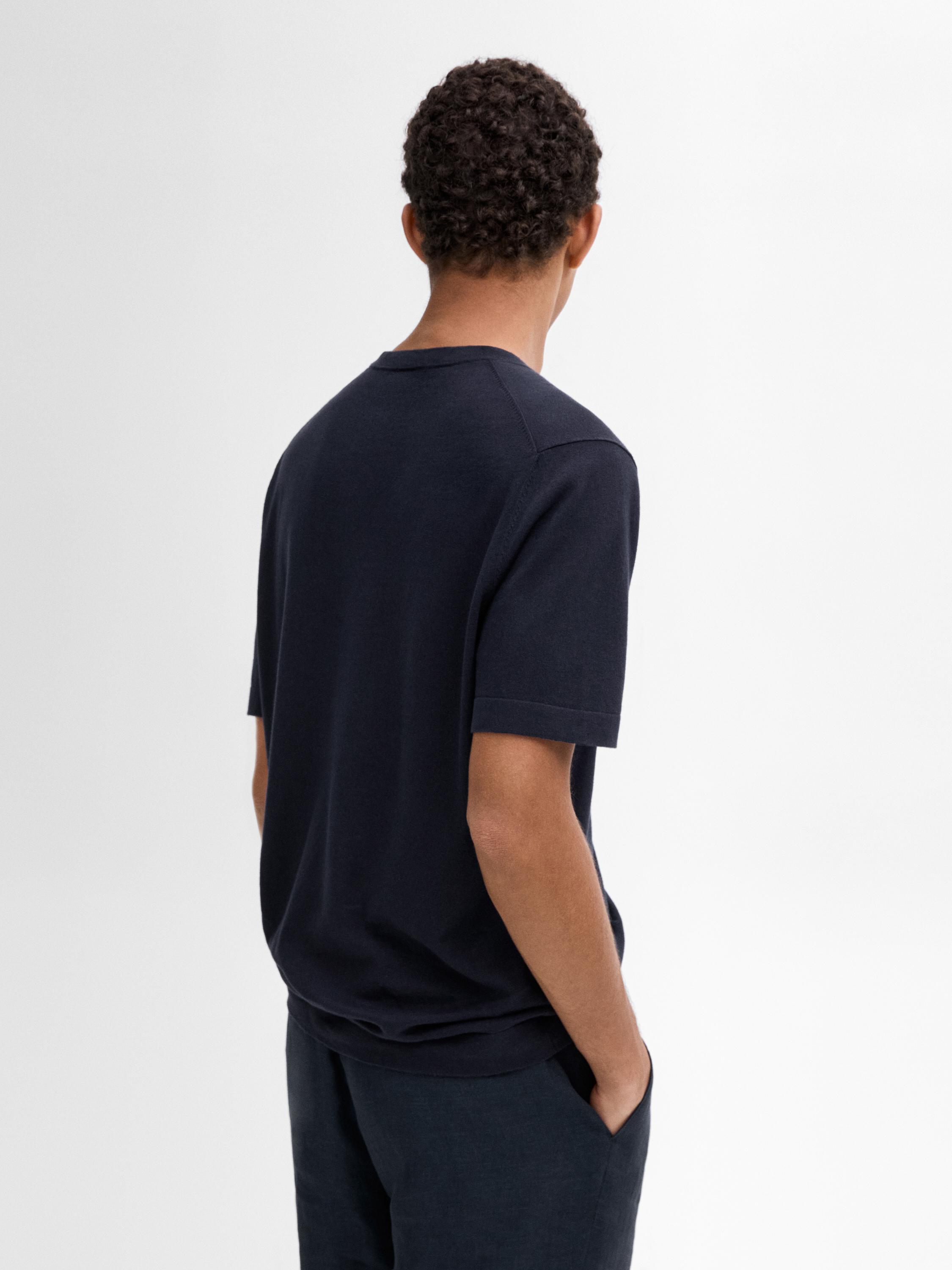 Cotton blend knit short sleeve sweater