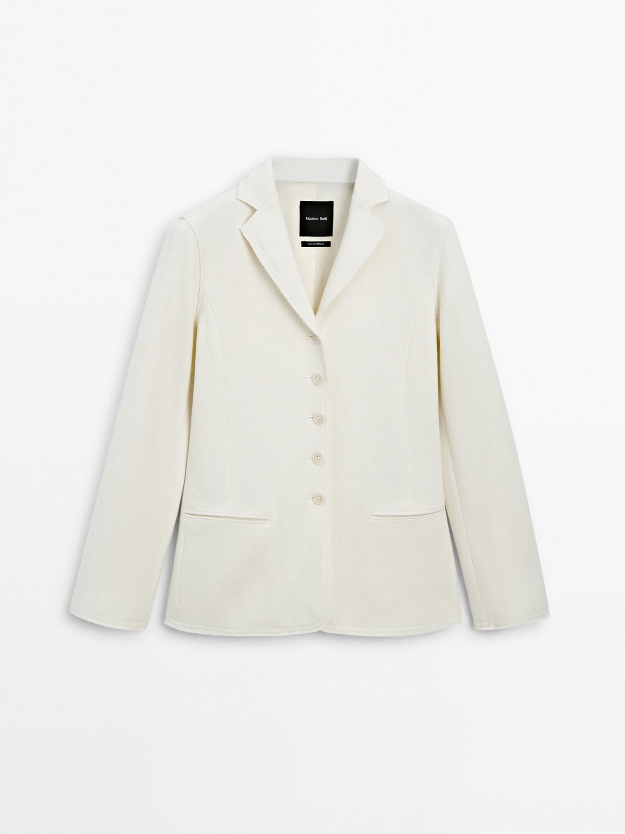 Massimo Dutti - Dame - Blazer I Fin Uldblanding - Råhvid - 34